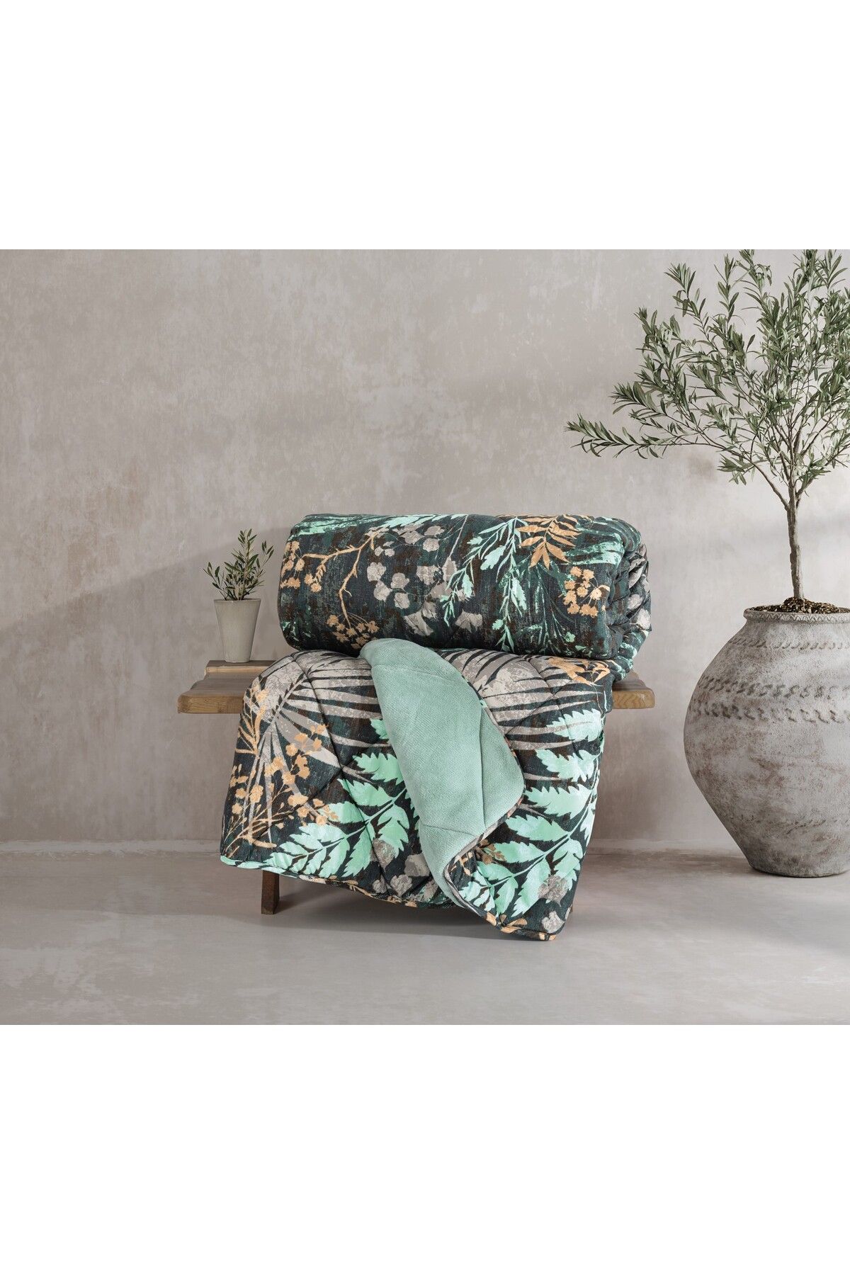 Cotton Box Velvet Çift Kişilik Yorgan Clorasa Mint 195x215 cm