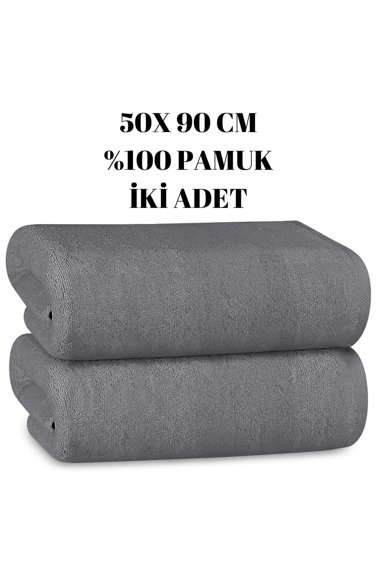 KAYABEY HOME Prosop De Față Gri 50x90 Cm 2 Bucăți % Bumbac Moale Design Modern Prosoape De Baie Absorbante De Apă - One Size