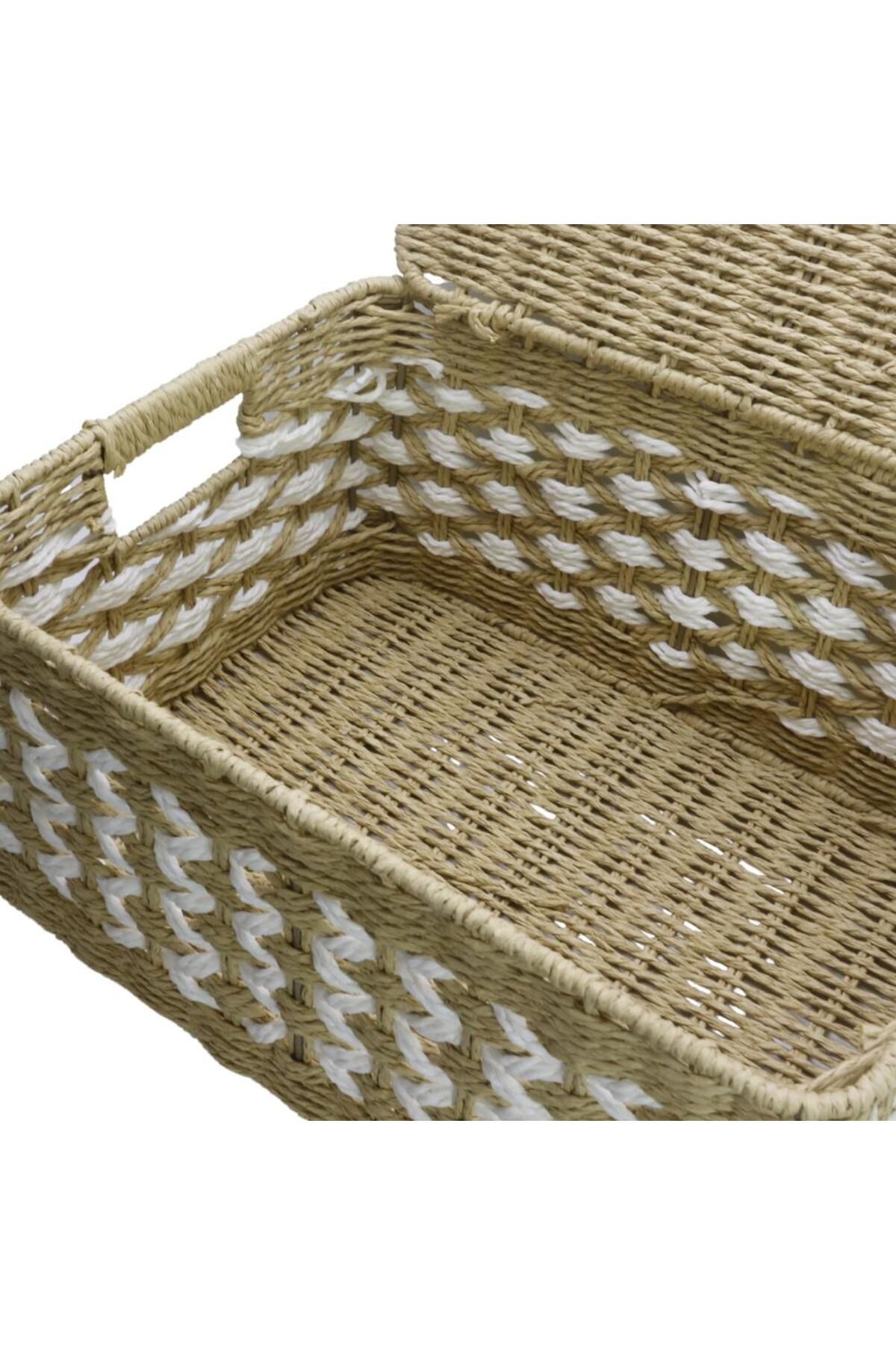 T.Concept-Rectangular Basket - Decorative, Durable and Wicker Lid, Multi-Purpose, Large Size (L) 4