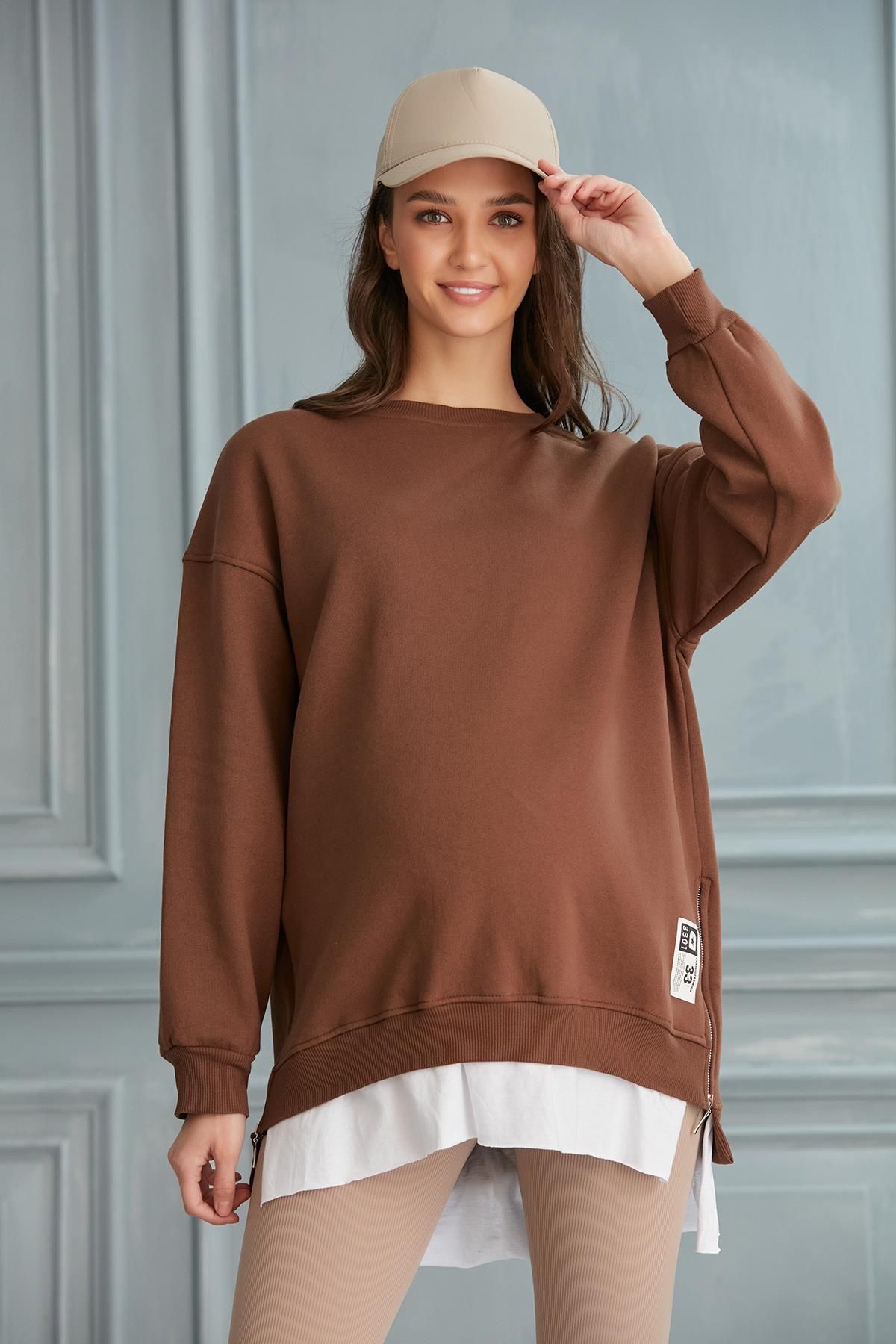 LİYACA REGULAR FİT FERMUARLI HAMİLE SWEATSHİRT görsel 5