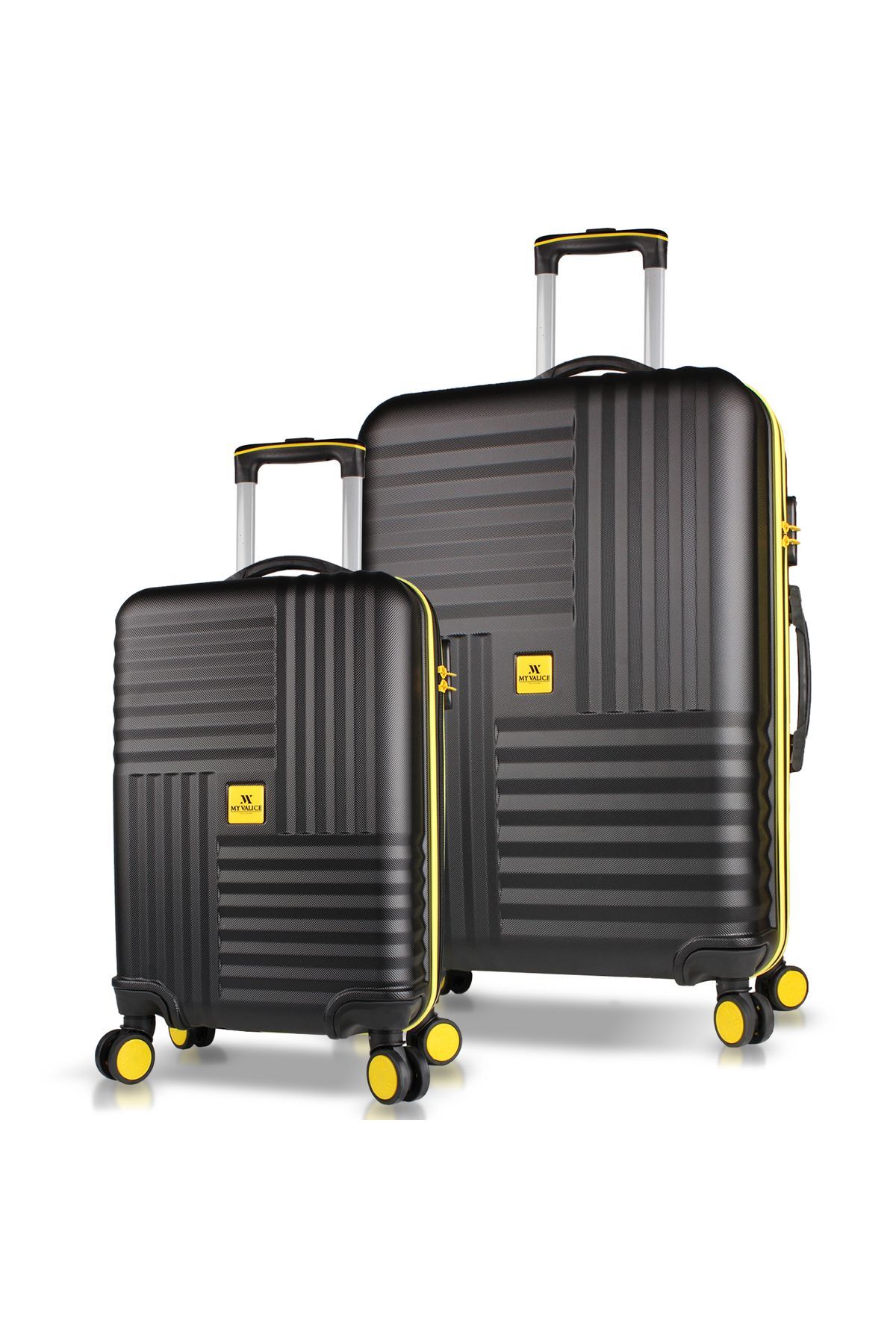 Puzzle Abs Cabinet and Large Size Black 2-Pack Suitcase Set