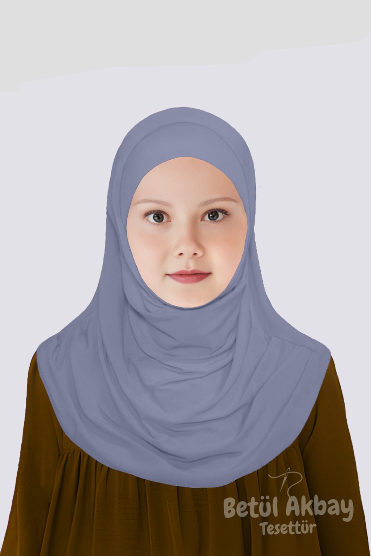 Girls Practical Headscarf Cotton Virgin Mary Model Gray