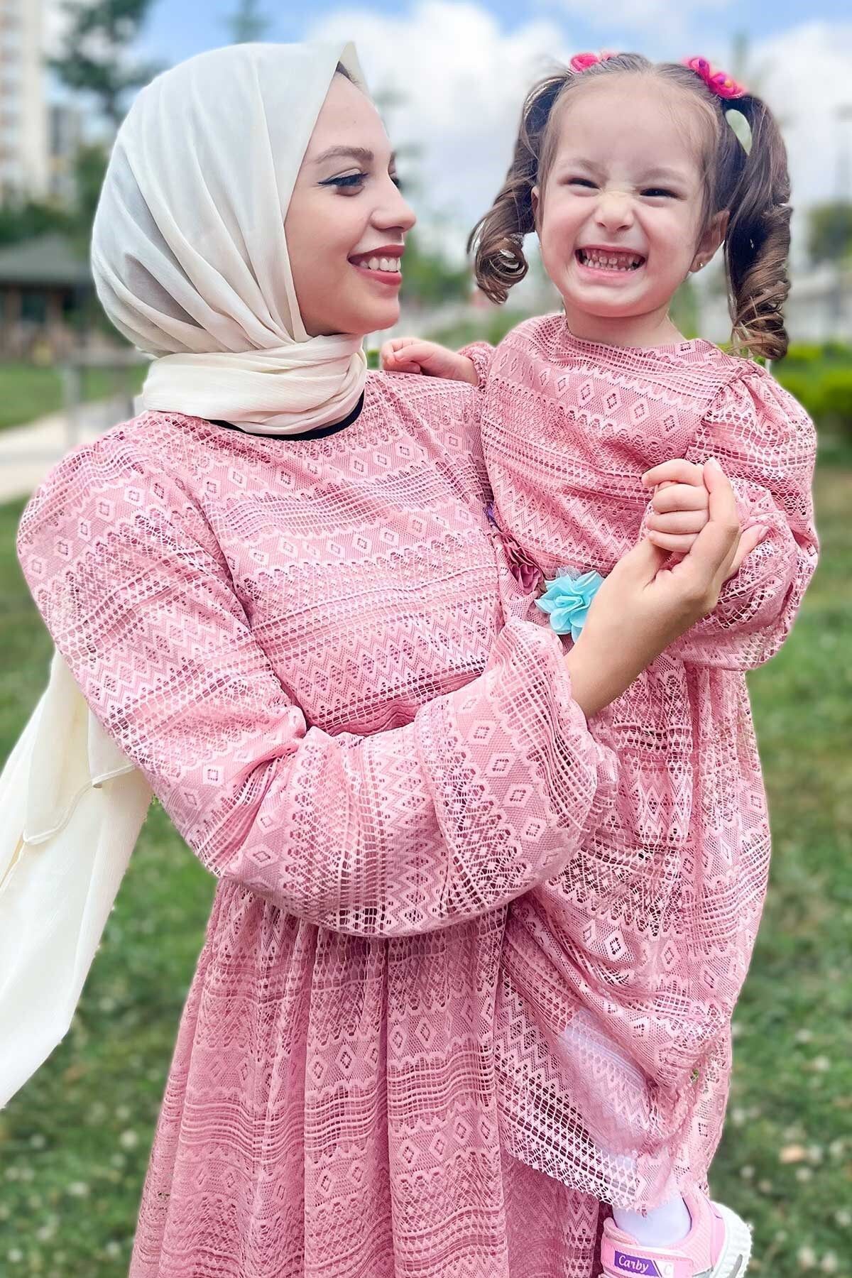 Modamihram-Pink Lace Children's Dress - 16900 2