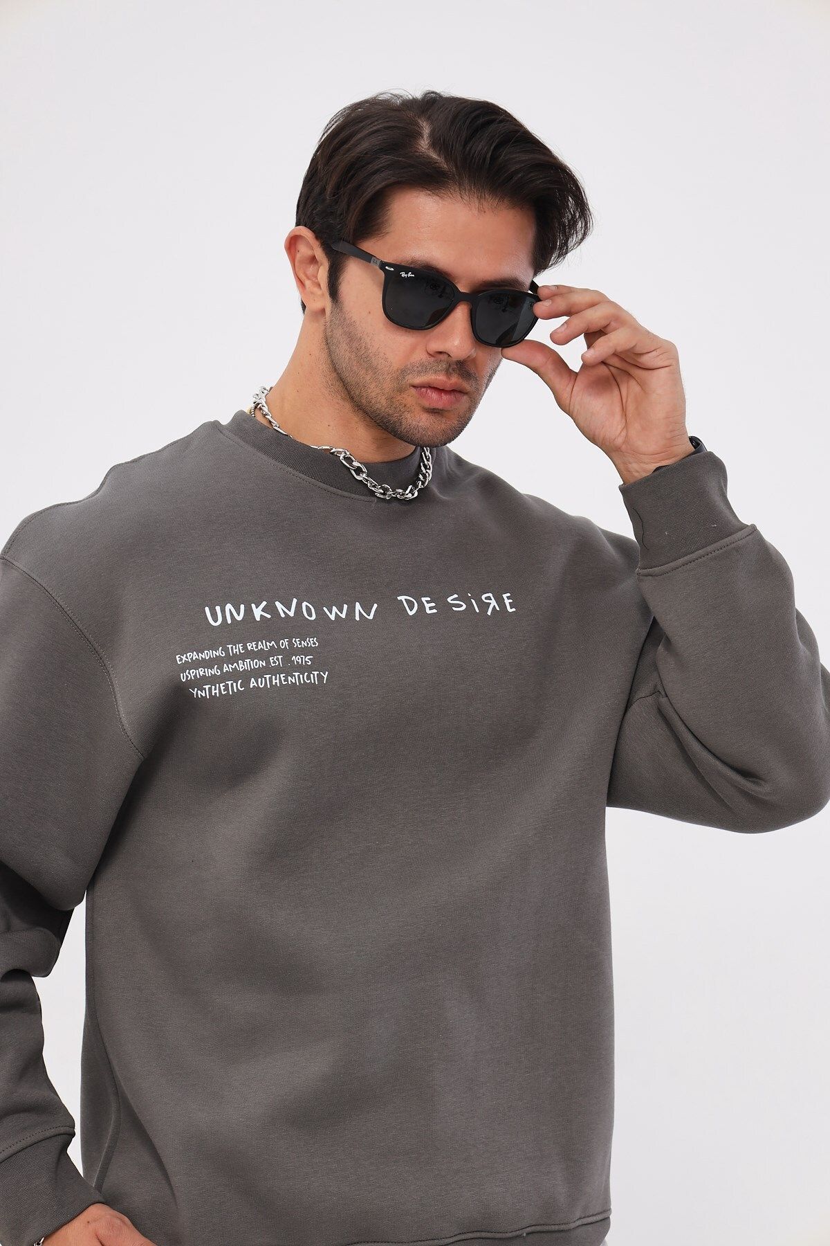 The Champ Clothing-سويت شيرت بقلنسوة كبير الحجم برقبة دائرية من الصوف مطبوع عليه نص الرغبة غير الشفاف 4