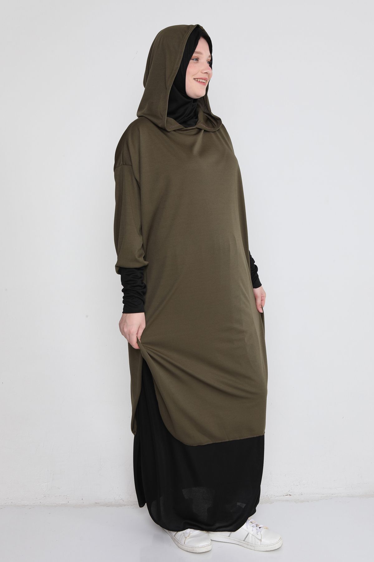Kutay Collection-فستان صلاة نسائي عملي مع عمامة ذاتية 4