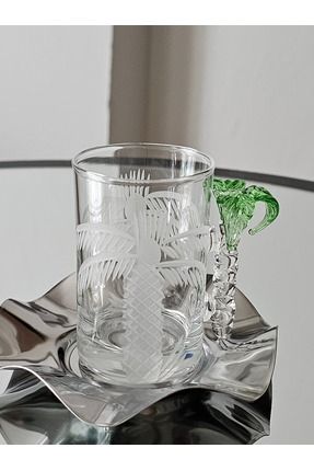 Turkish Store İstanbul 18 Parça Palmiye Desenli Özel Tasarım Cam Çay Seti
