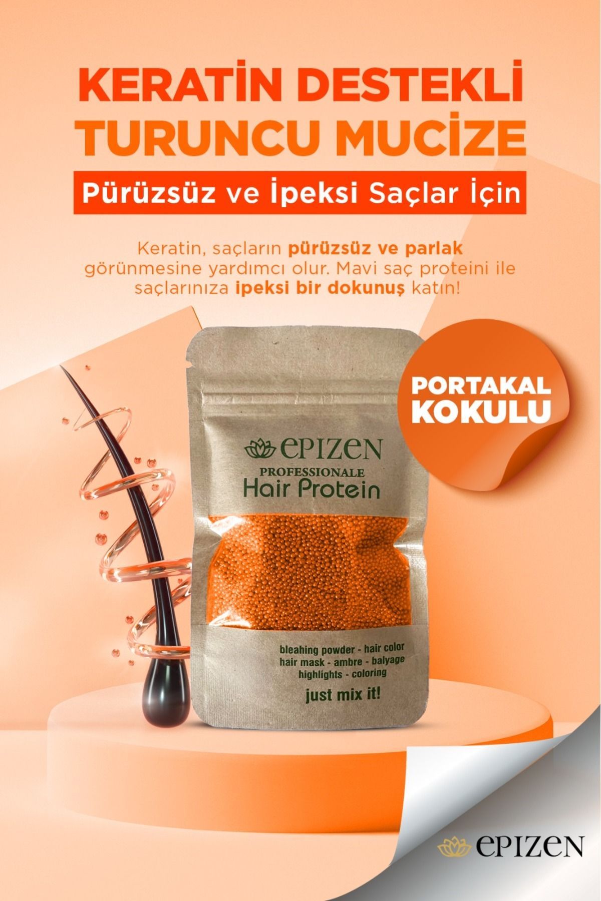 EPİZEN Portakal Kokulu Saç Bakım Proteini - Yıpranmalara Karşı Özel Ürün 50gr
