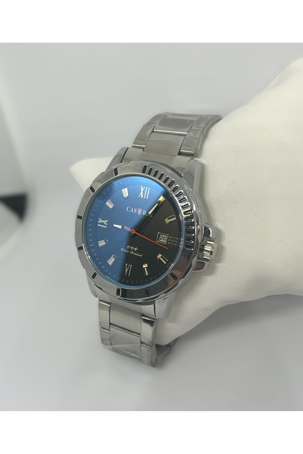 CASSRAY-Men's Black Luxury Steel Sleeve Chrome Watch 2