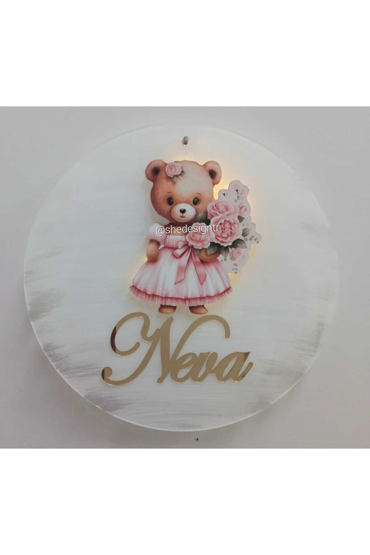 s'he design organizasyon KIZ BEBEK İSMİNE ÖZEL HAZIRLANAN LEDLİ PLEKSİ KAPI SÜSÜ fotoğrafı 2 (önizleme)