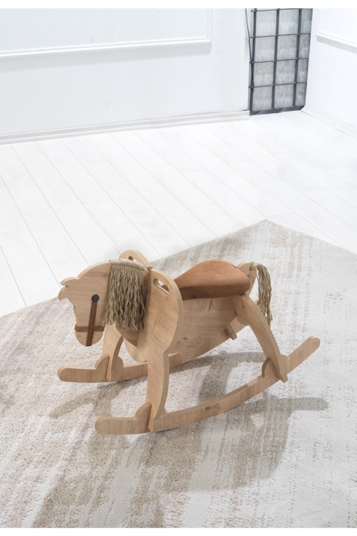 Galery Wood Ahşap Sallanan At-Nubuk Kumaş Koltuklu, Sallanan Çocuk Bebek Oyuncak, Çocuk Aktivite Montessori fotoğrafı 3 (önizleme)