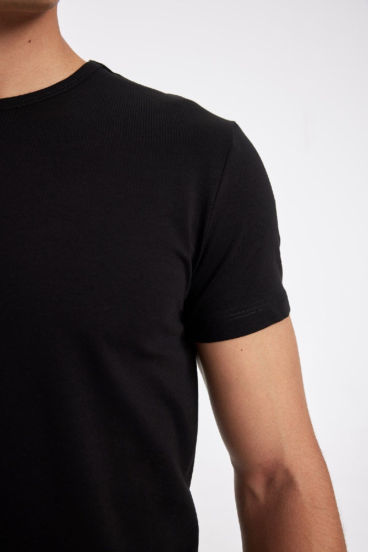 DeFacto-Slim Fit kerékpáros nyakú, rövid ujjú pizsama felső L4885AZ24WN 6