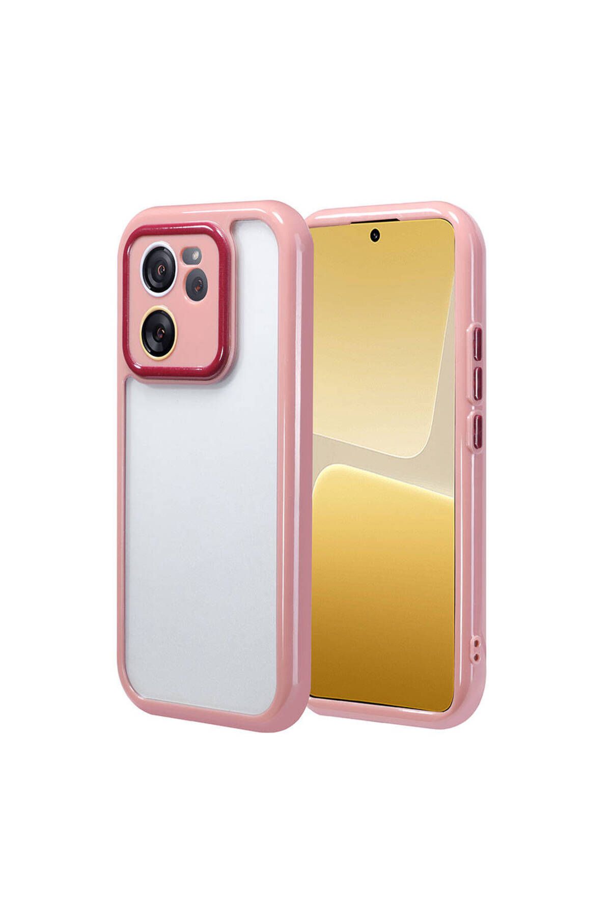 Xiaomi Mi 13T / Mi 13T Pro Compatible Case Glossy Color Edge and Transparent Vitamin Cover Behind Frame