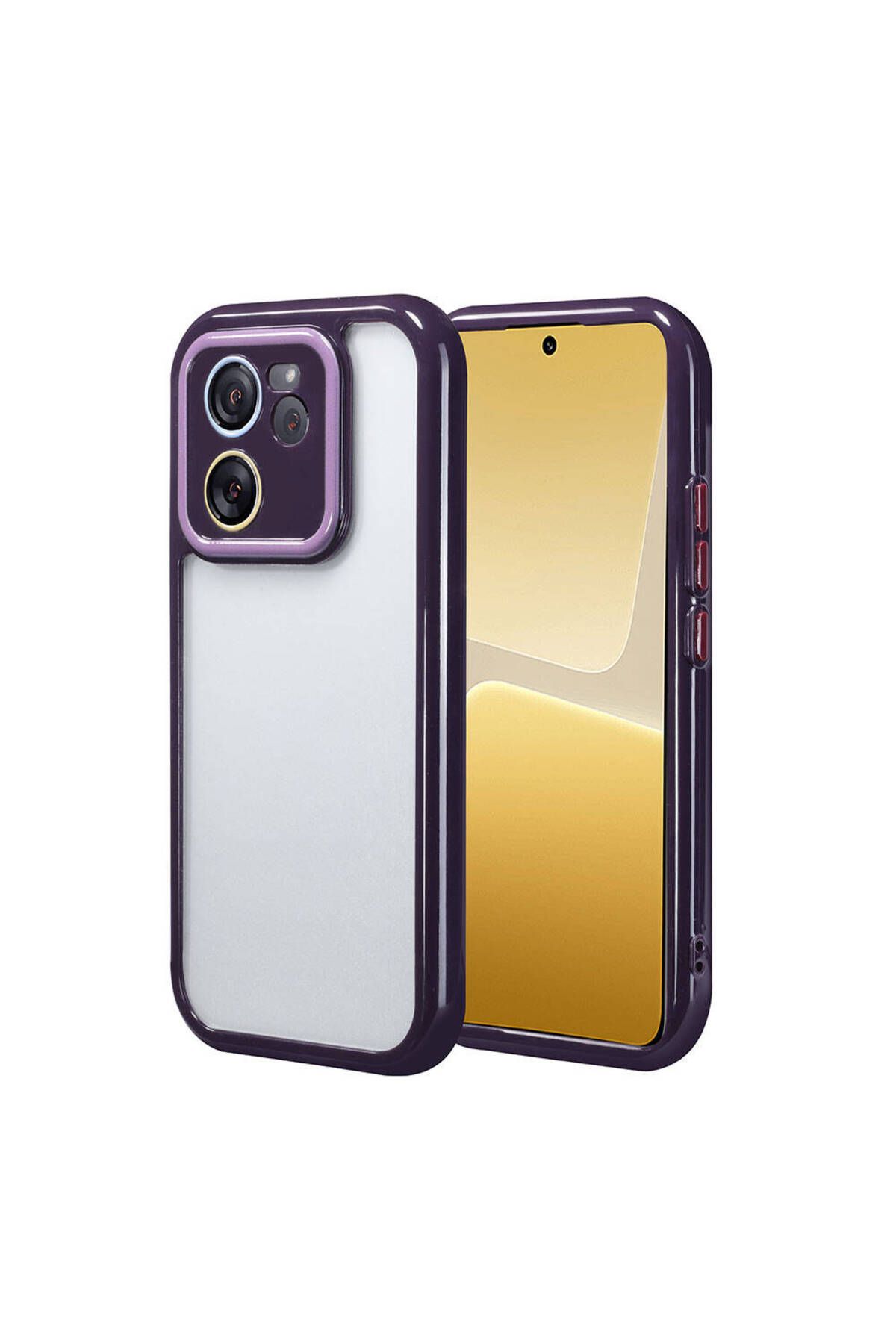 Xiaomi Mi 13T / Mi 13T Pro Compatible Case Glossy Color Edge and Transparent Vitamin Cover Behind Frame