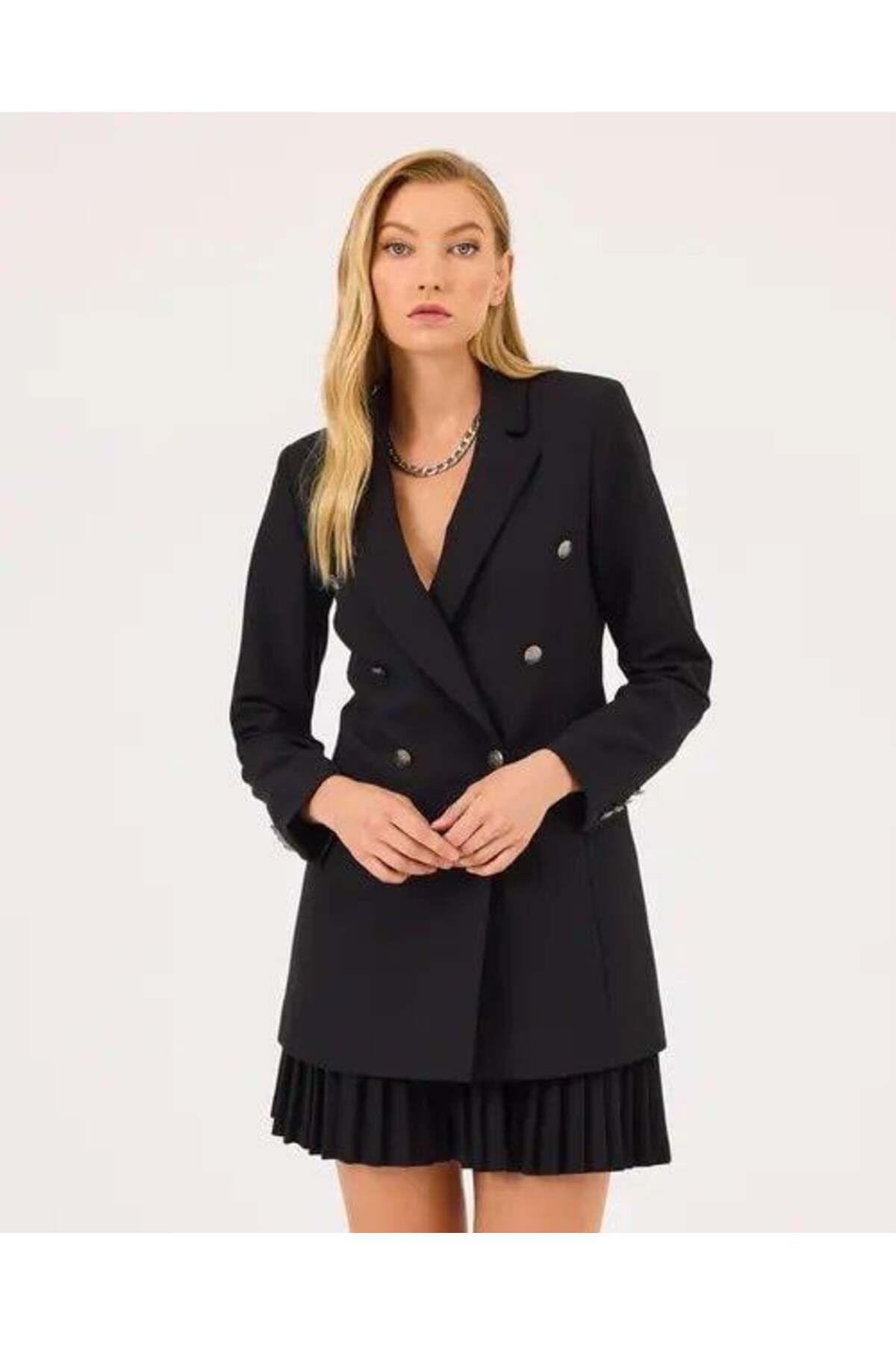 Vintage Büyük Yaka Cepli Blazer