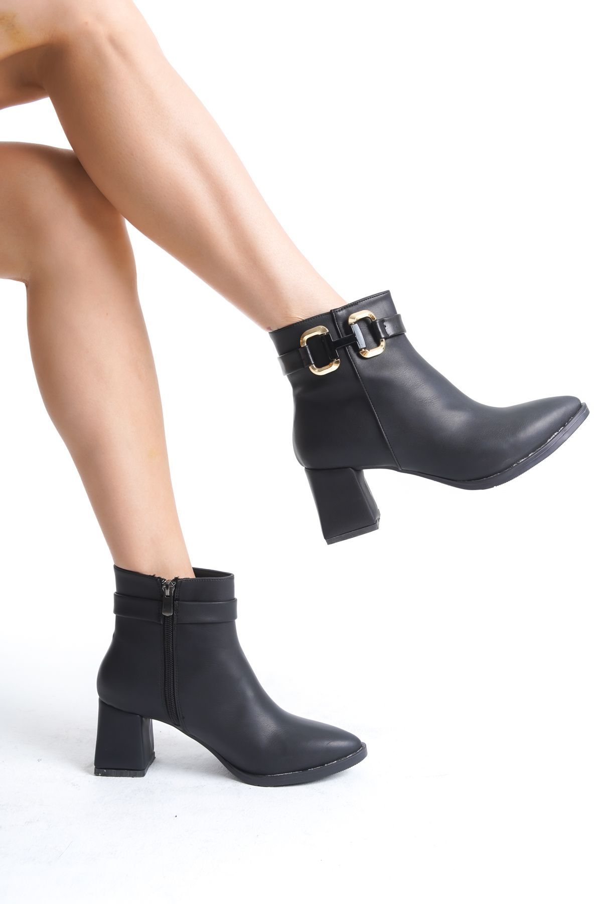 oyyo-Cizme de damă elegante, cu fermoar, cu toc, de culoare naturală - confortabile zilnice 2