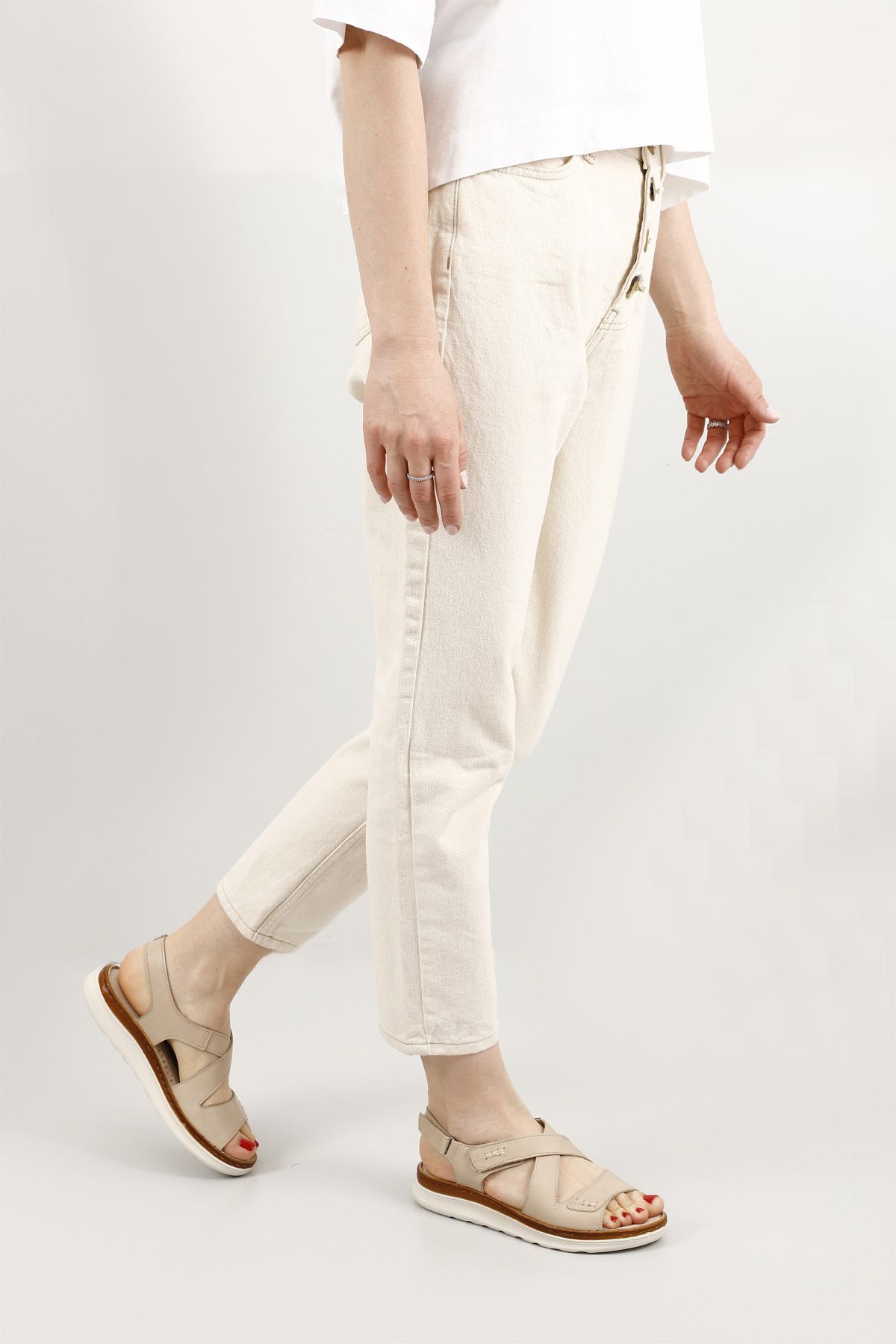 صندل نود زنانه R Beige Antique Hey Sandals چرمی 45716 GÖNDERİ(R)