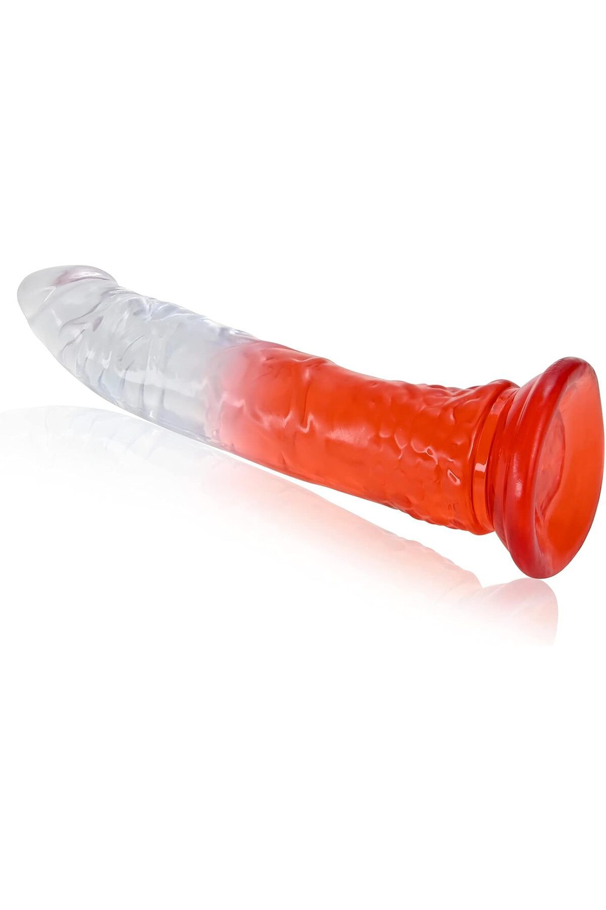 Şeffaf Kırmızı Jel Doku 21 Cm Penis Yumurtalıksız Anal Vajina Realistik Ultra Yumuşak Gerçekçi Dildo 3