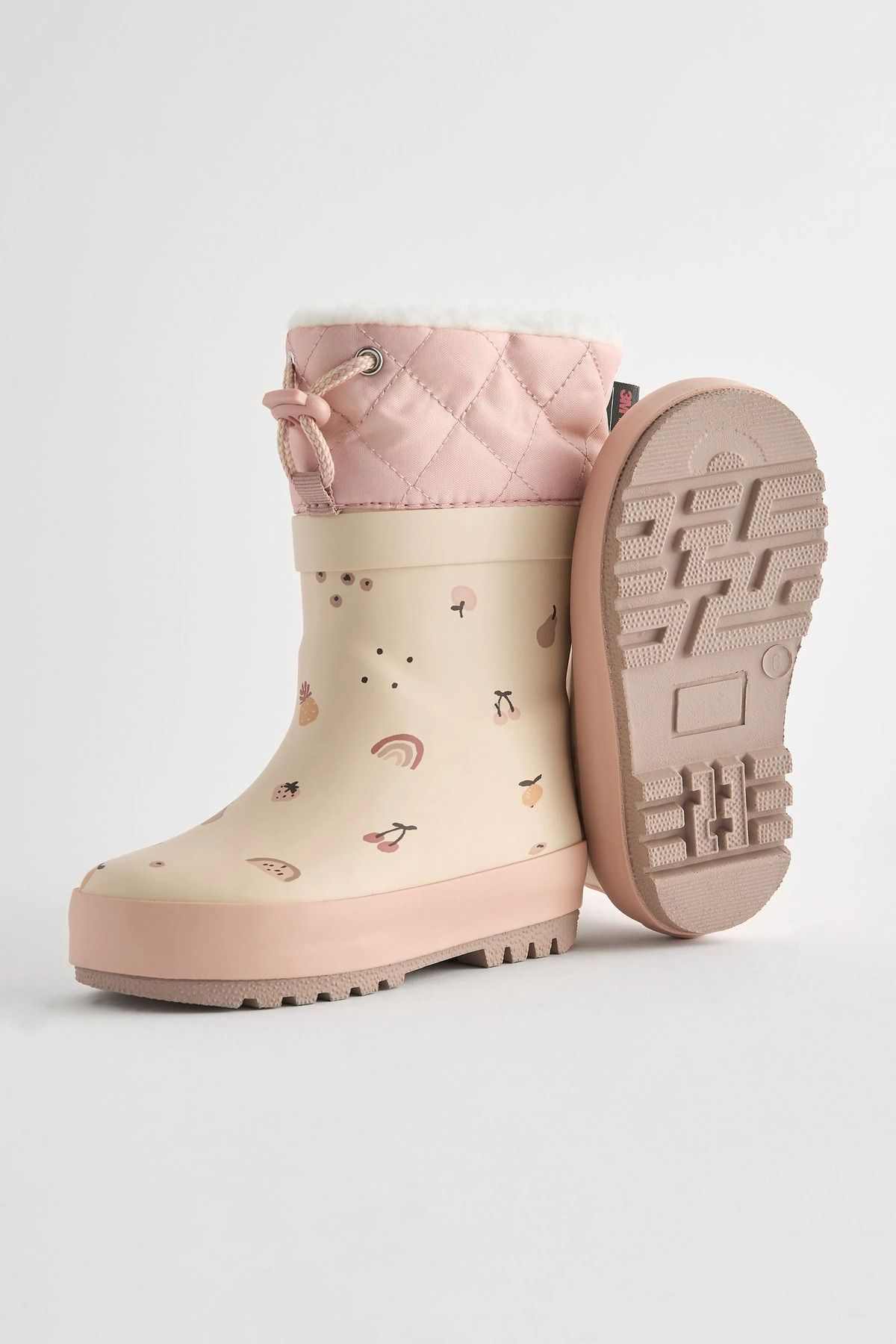 Next-Thermal Thinsulate ™   Lined Fruit Patterned Neutral Color Rain Boots 4