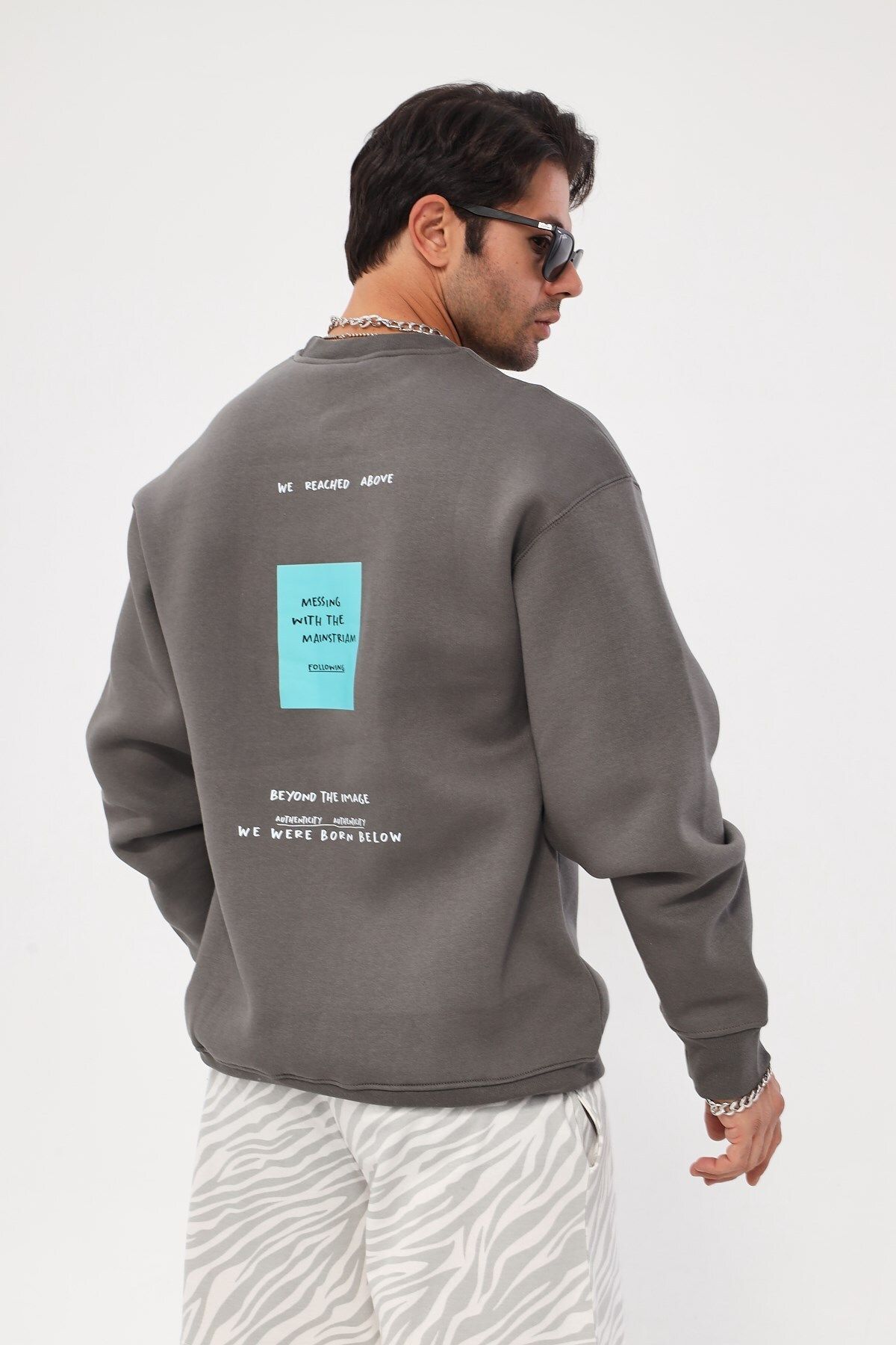 The Champ Clothing-سويت شيرت بقلنسوة كبير الحجم برقبة دائرية من الصوف مطبوع عليه نص الرغبة غير الشفاف 2