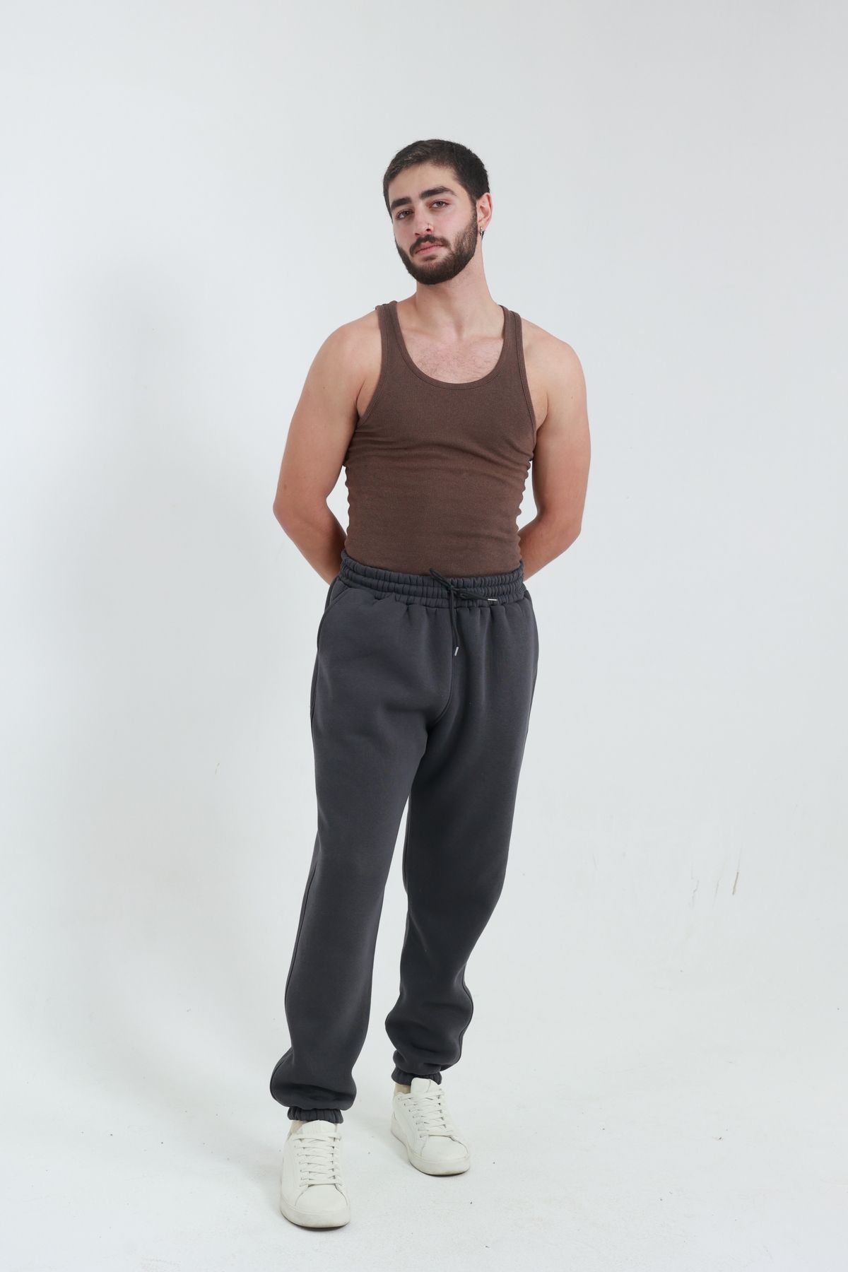 شلوار گرمکن مردانه خاکستری TKT | 3 İPLİK PAÇA LASTİKLİ ERKEK-001 اورجینال - تصویر 6