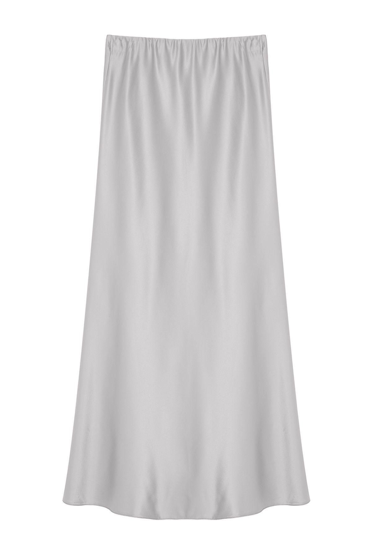 Kadın Saten Dokuma Maxi Etek Balık Kesim Kemer Detaylı Yazlık Rahatlık Yaz Aylarının Vazgeçilmezi - Görsel 3
