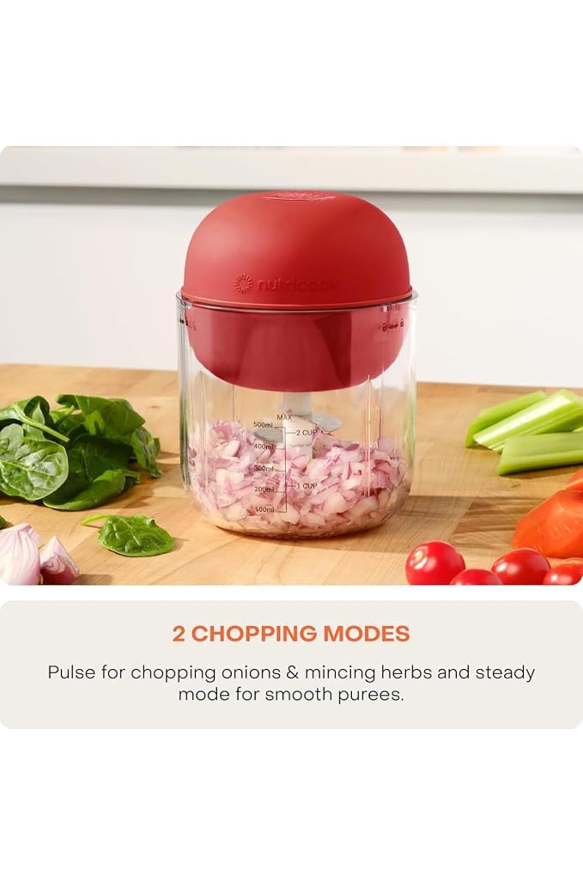 Nutricook-Choppi Cordless Rechargeable Chopper 500mL CH600 -  Red 5