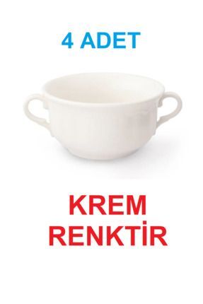 melik's Krem Renk Çift Kulplu Çorbalık Porselen Çorba Kabı Çorba Dondurma Kas...