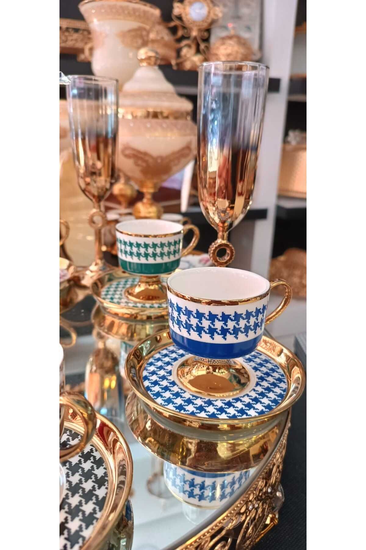 Kosova Kaz Ayaği Colorful Coffee Cup Set for 6 People (W-Juli̇et