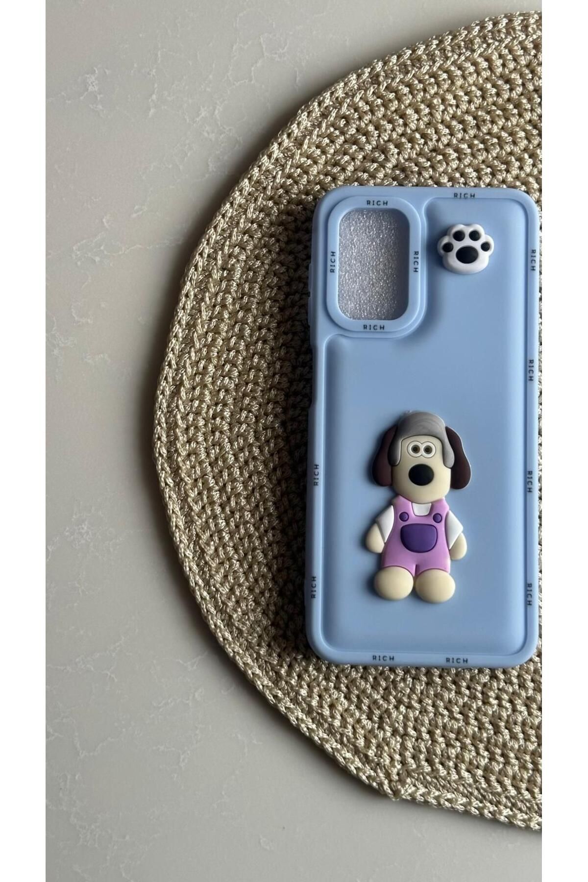 Samsung Galaxy A70 Compatible Cute Dog Detail Soft Silicone Puffer Pillow Case Cover