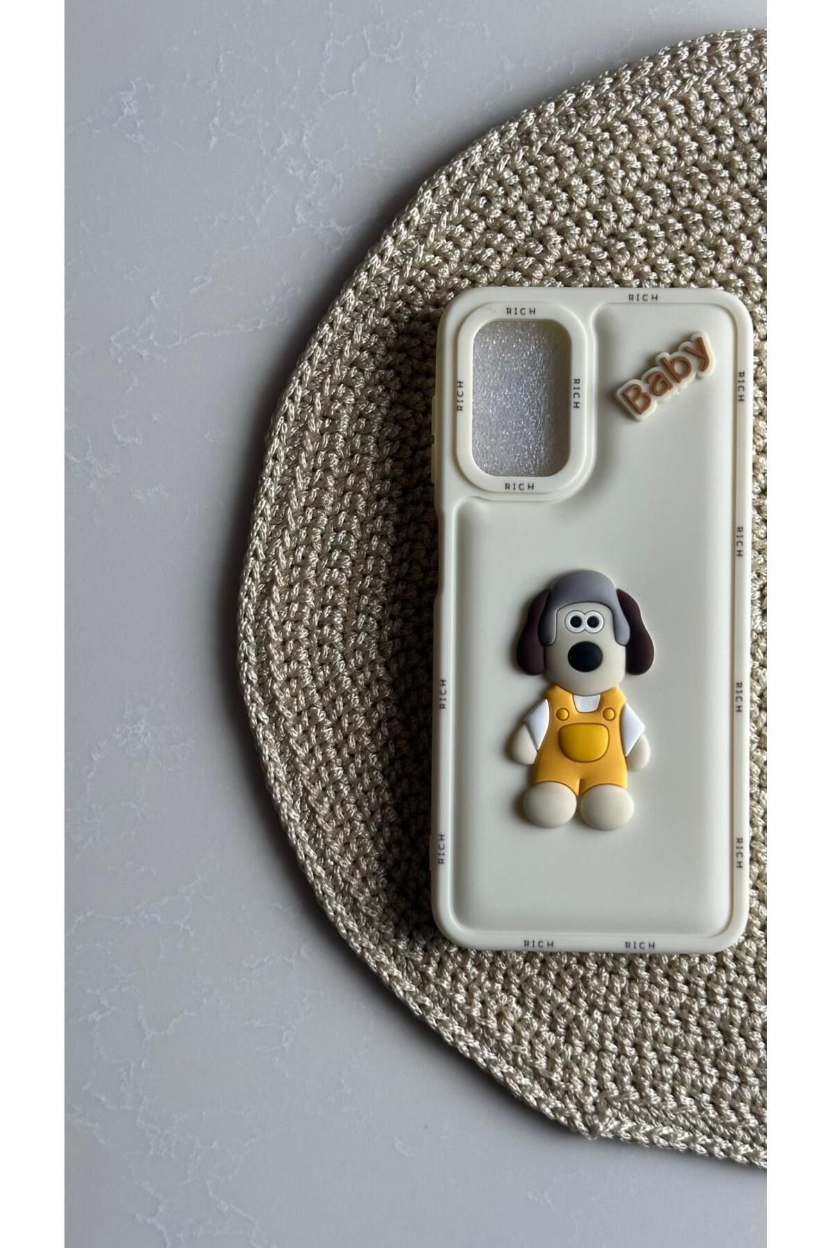 Samsung Galaxy A70 Compatible Cute Dog Detail Soft Silicone Puffer Pillow Case Cover