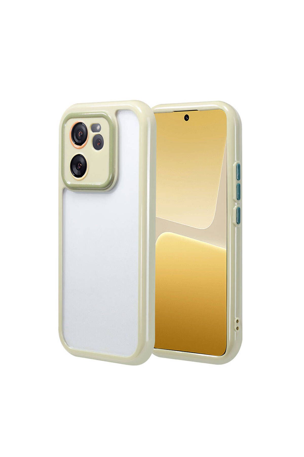 Xiaomi Mi 13T / Mi 13T Pro Compatible Case Glossy Color Edge and Transparent Vitamin Cover Behind Frame