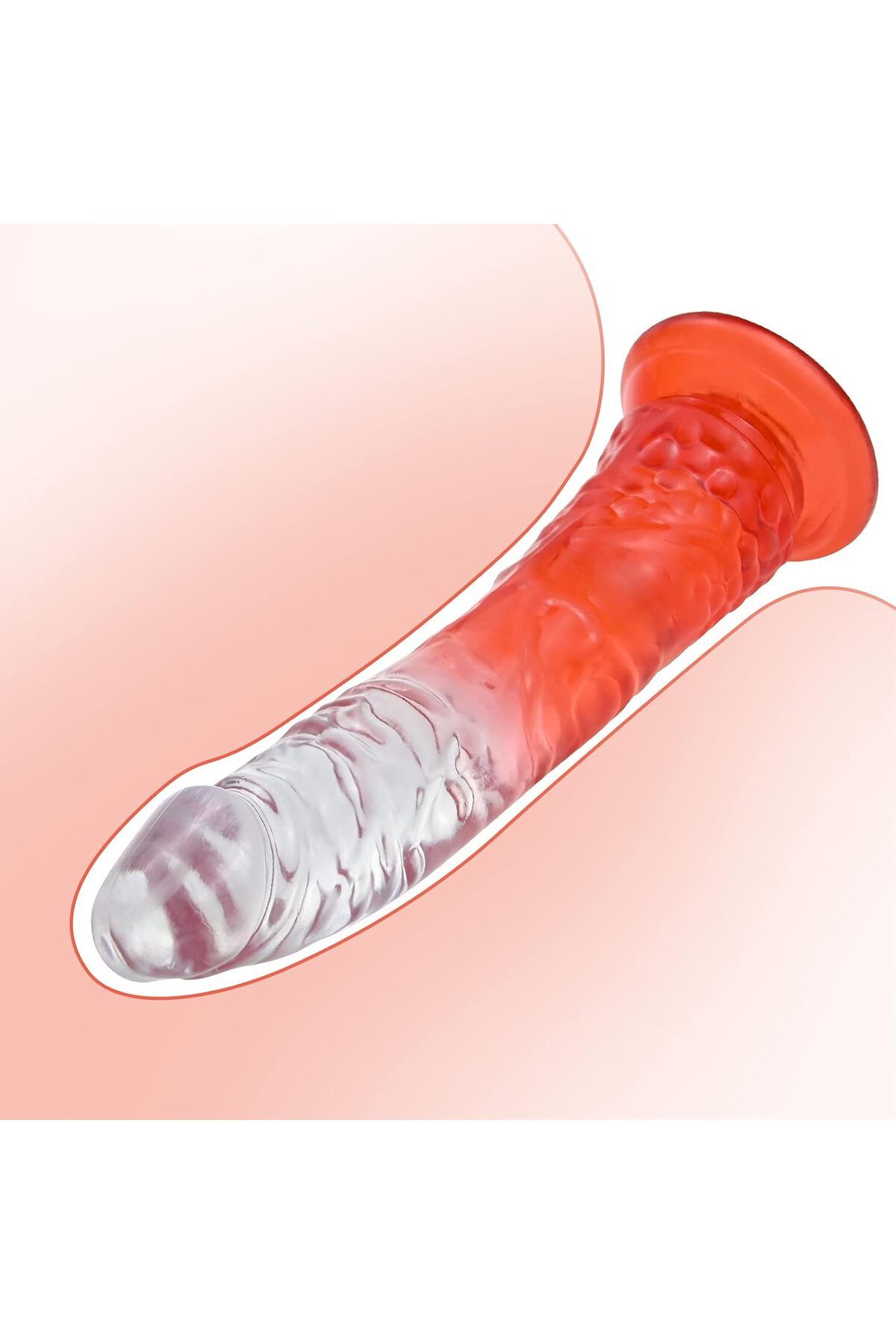 Şeffaf Kırmızı Jel Doku 21 Cm Penis Yumurtalıksız Anal Vajina Realistik Ultra Yumuşak Gerçekçi Dildo 2