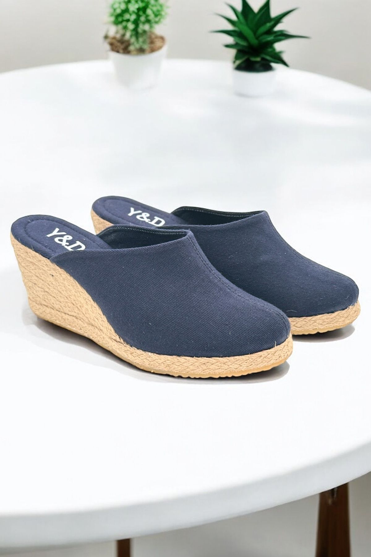 Y&D Shoes-Women's Closed Toe Espadrille – Wedge Heel & Linen Slippers Model 4