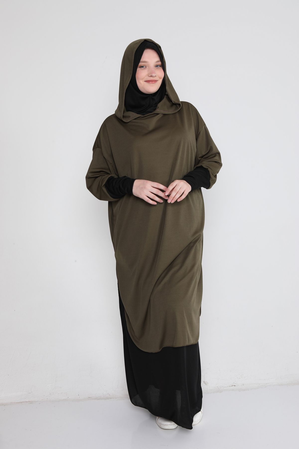 Kutay Collection-فستان صلاة نسائي عملي مع عمامة ذاتية 3