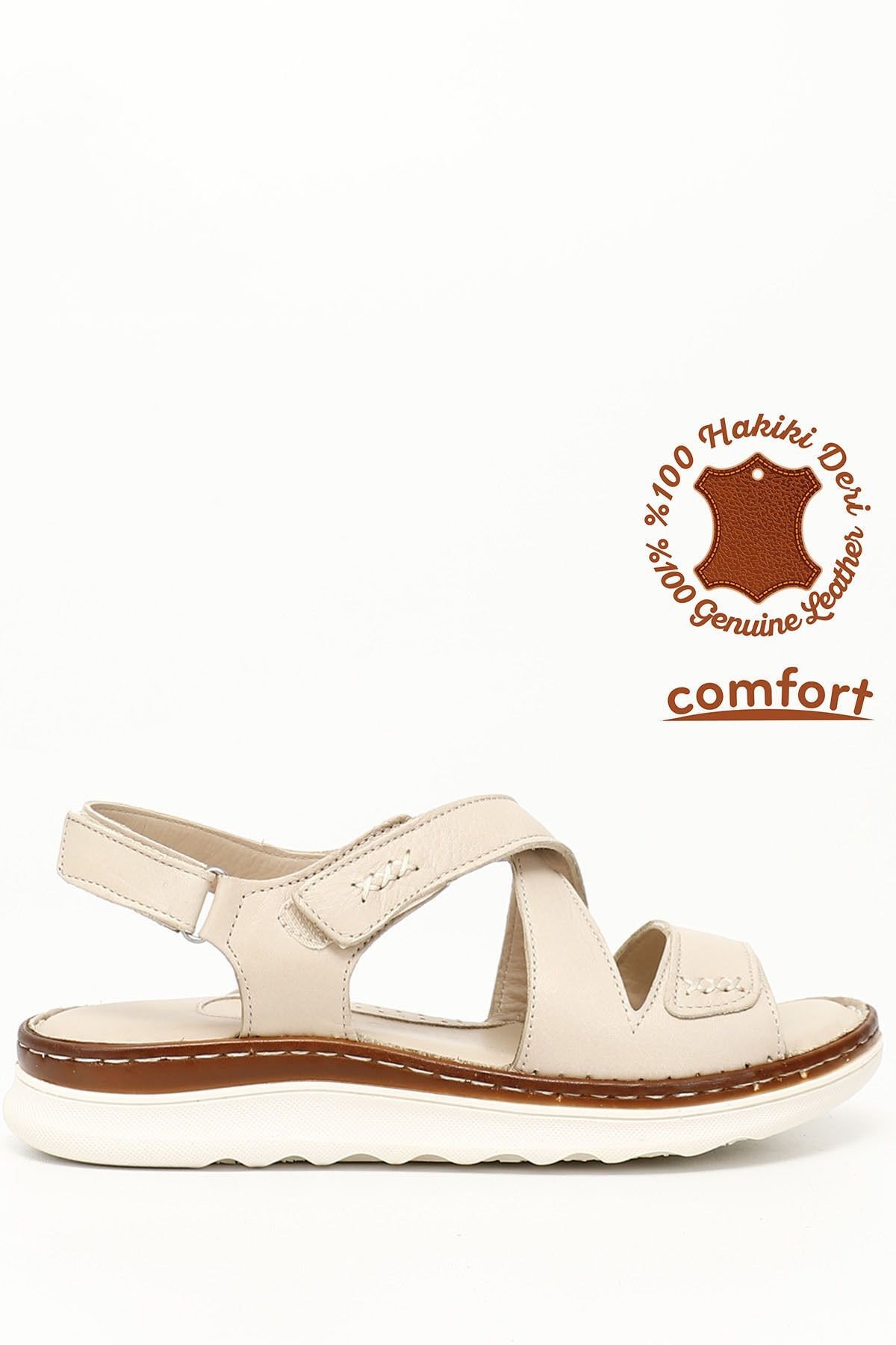 صندل نود زنانه R Beige Antique Hey Sandals چرمی 45716 GÖNDERİ(R)