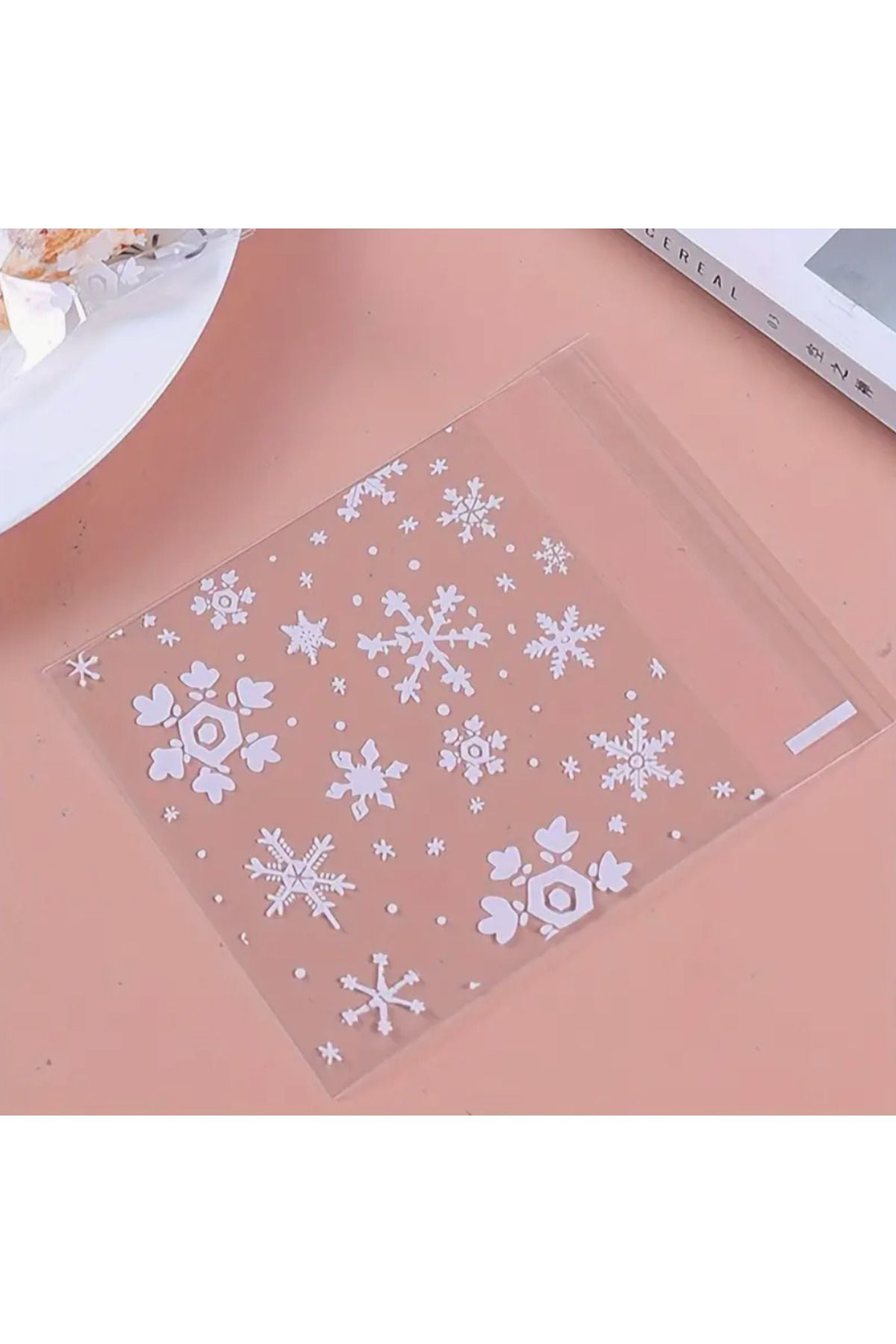 ÇET PACK 50 ADET KAR TANESİ DESENLİ ŞEKER POŞETİ BABY SHOWER DOĞUM GÜNÜ HEDİYE JELATİNİ BİJUTERİ 10X7