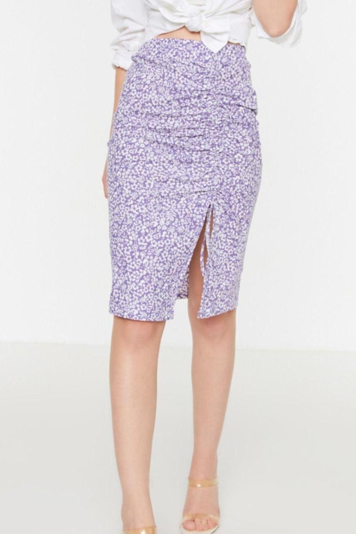 Kadın Animal Desenli Midi Boy Örme Etek Yüksek Bel Kalem Kalıp Günlük Yaz Aylarının Vazgeçilmezi - Görsel 3