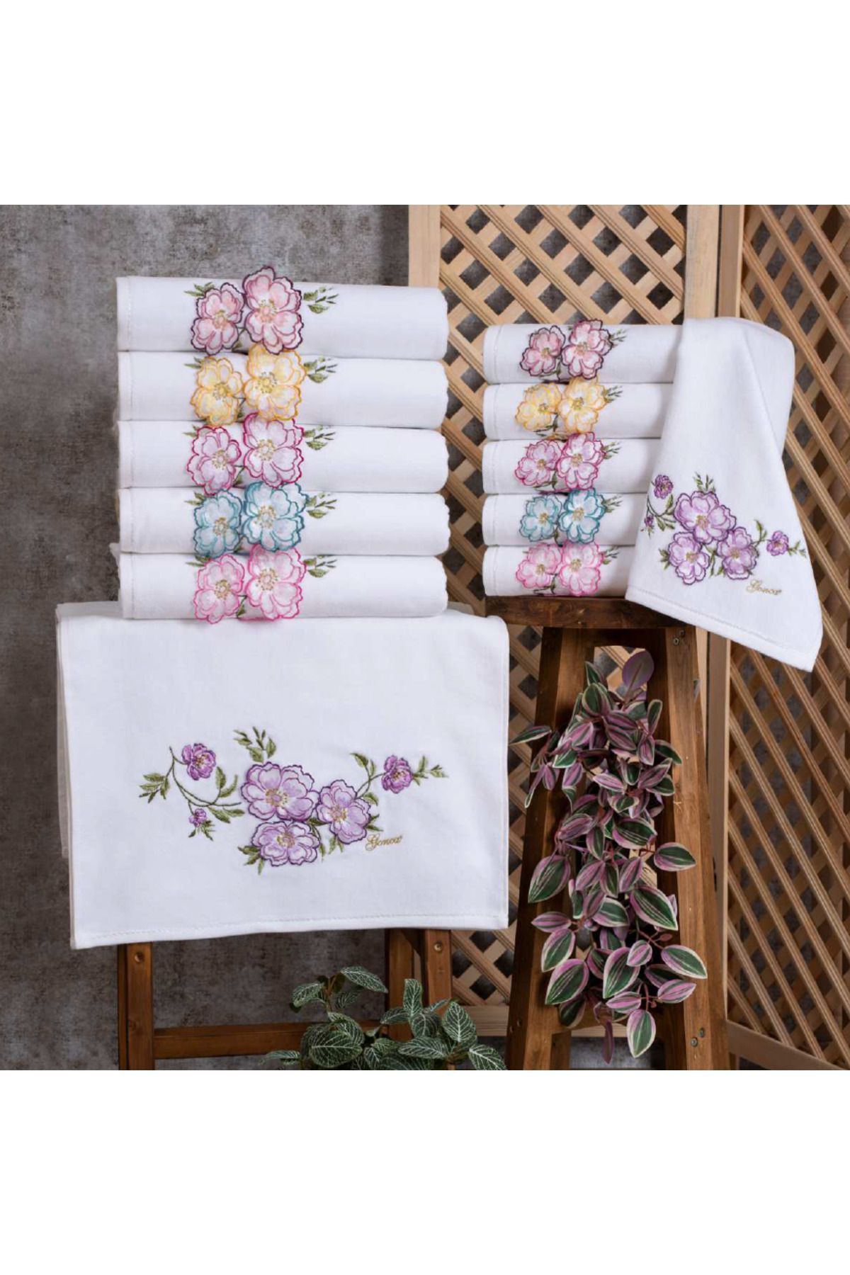 GONCA TEKSTİL Gülbahar Velvet 3 D 6 Bucuri 30x50 Cm Set Prosoape - Mărime unică