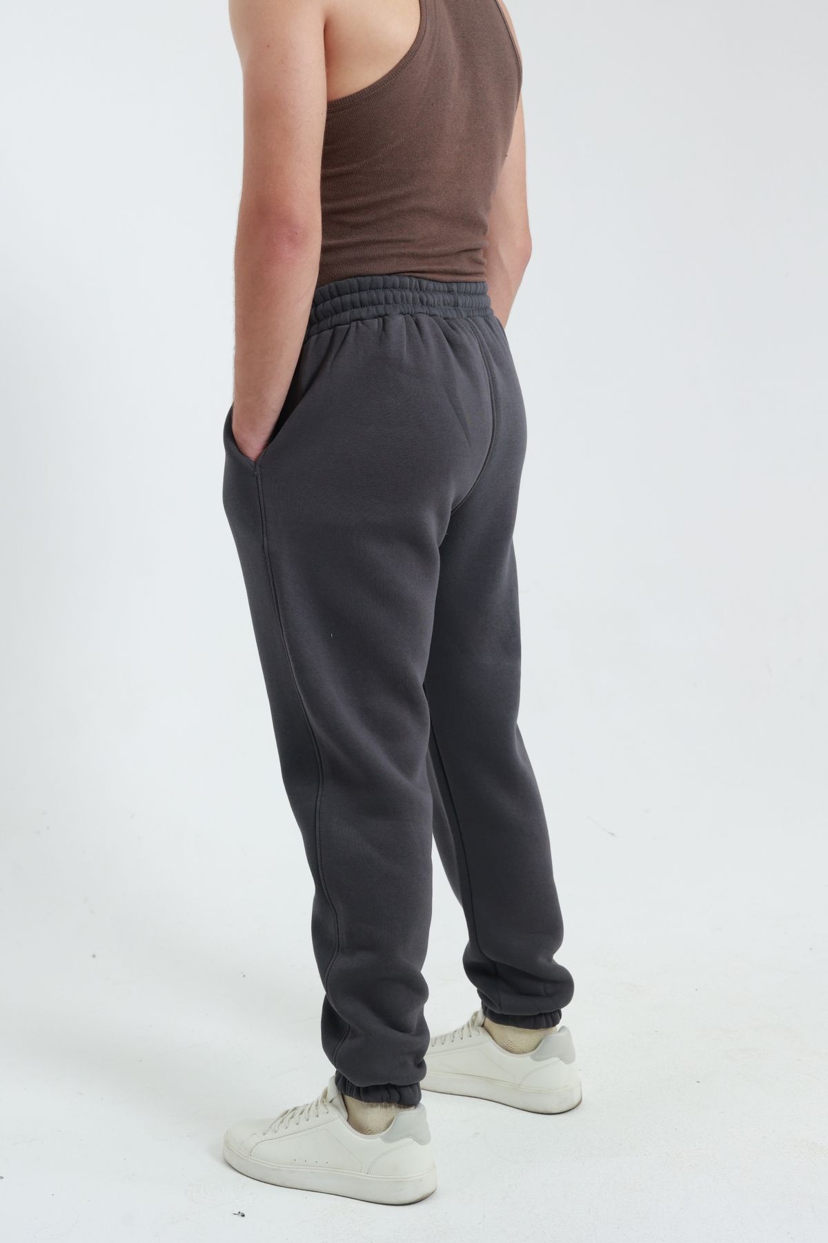 شلوار گرمکن مردانه خاکستری TKT | 3 İPLİK PAÇA LASTİKLİ ERKEK-001 اورجینال - تصویر 5