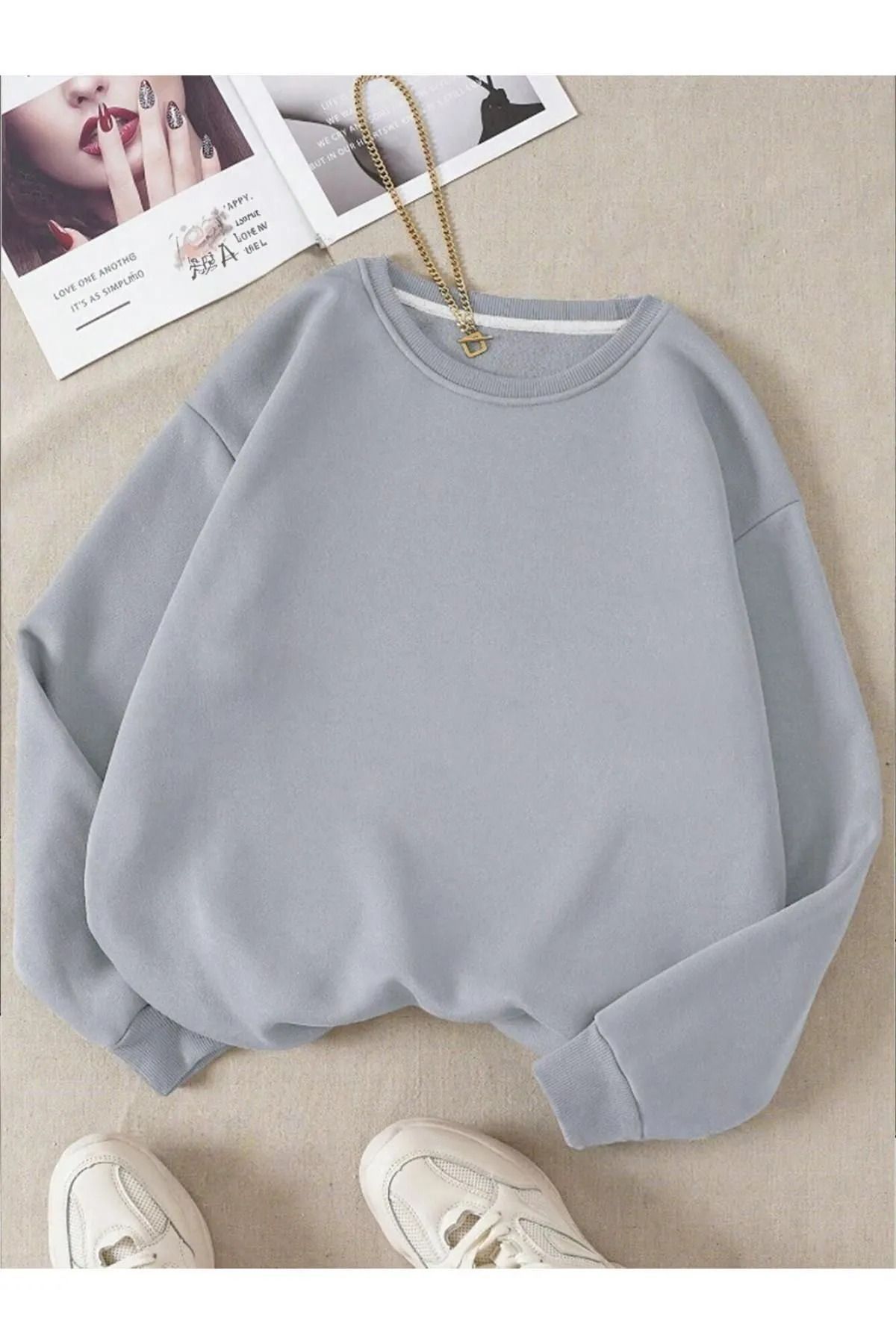 plain crew neck sweatshirt 3 yarn sardon