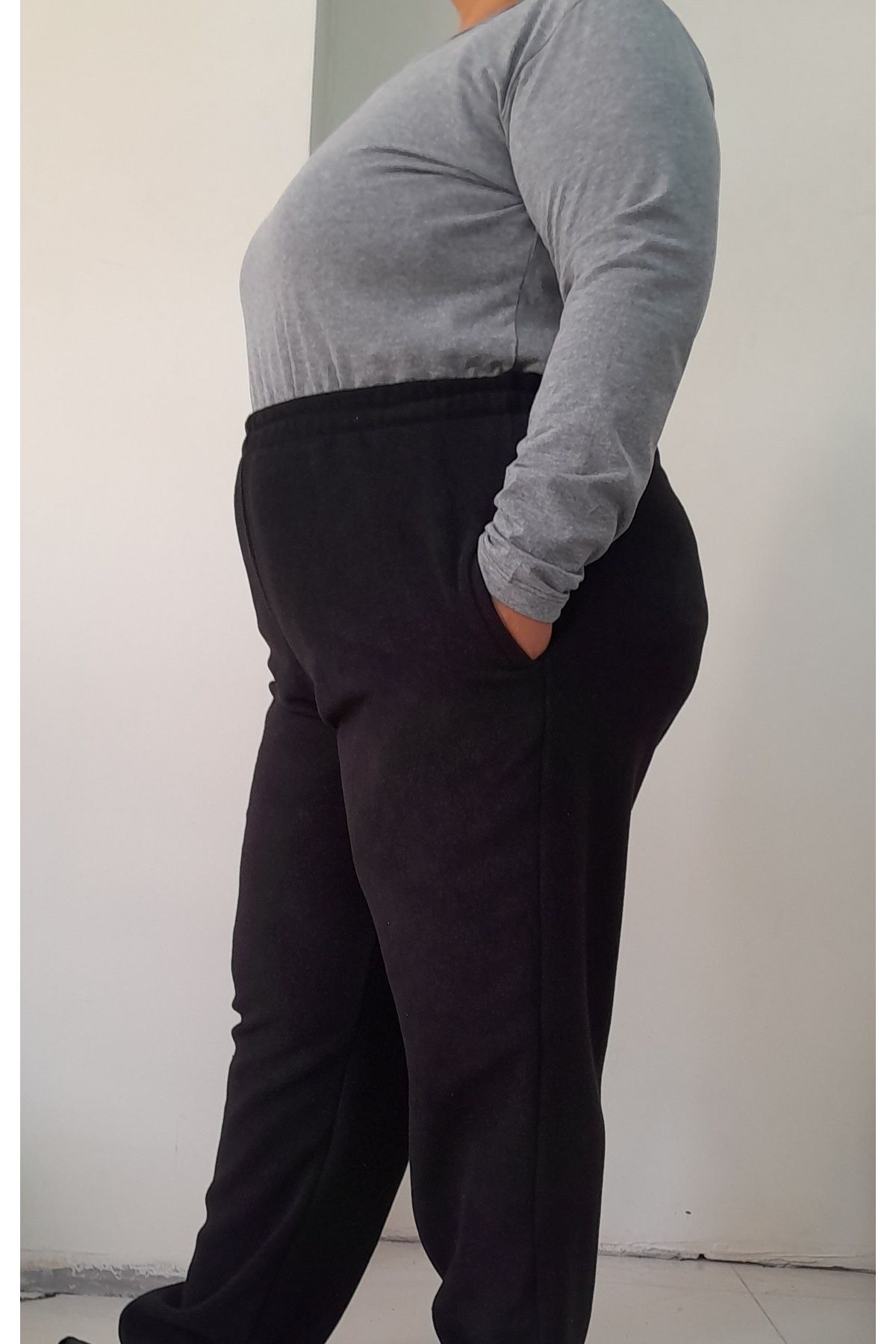 Mertcan Butik Siyah  beli lastikli cepli polar eşofman altı