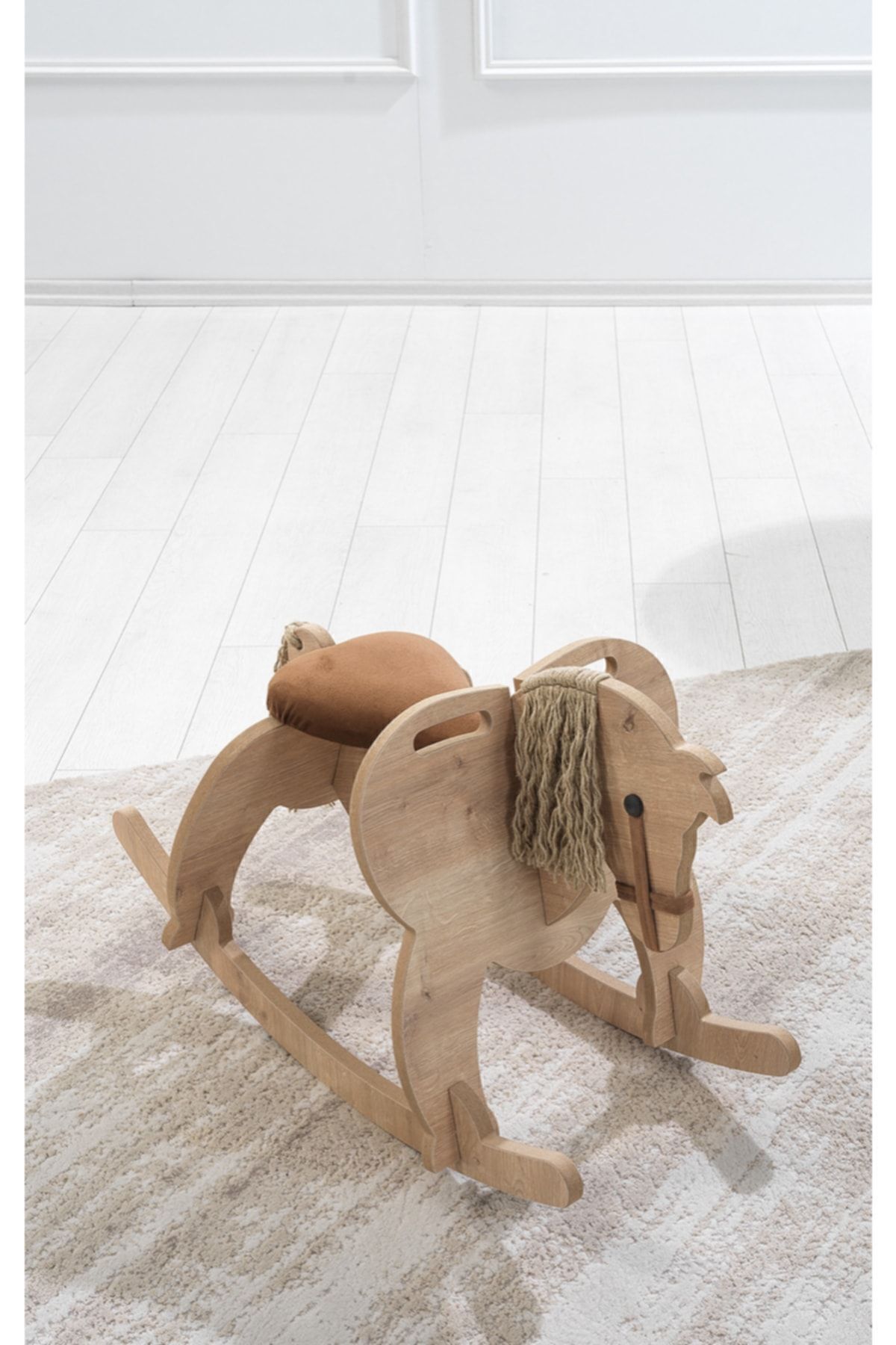 Galery Wood Ahşap Sallanan At-Nubuk Kumaş Koltuklu, Sallanan Çocuk Bebek Oyuncak, Çocuk Aktivite Montessori fotoğrafı 4 (önizleme)