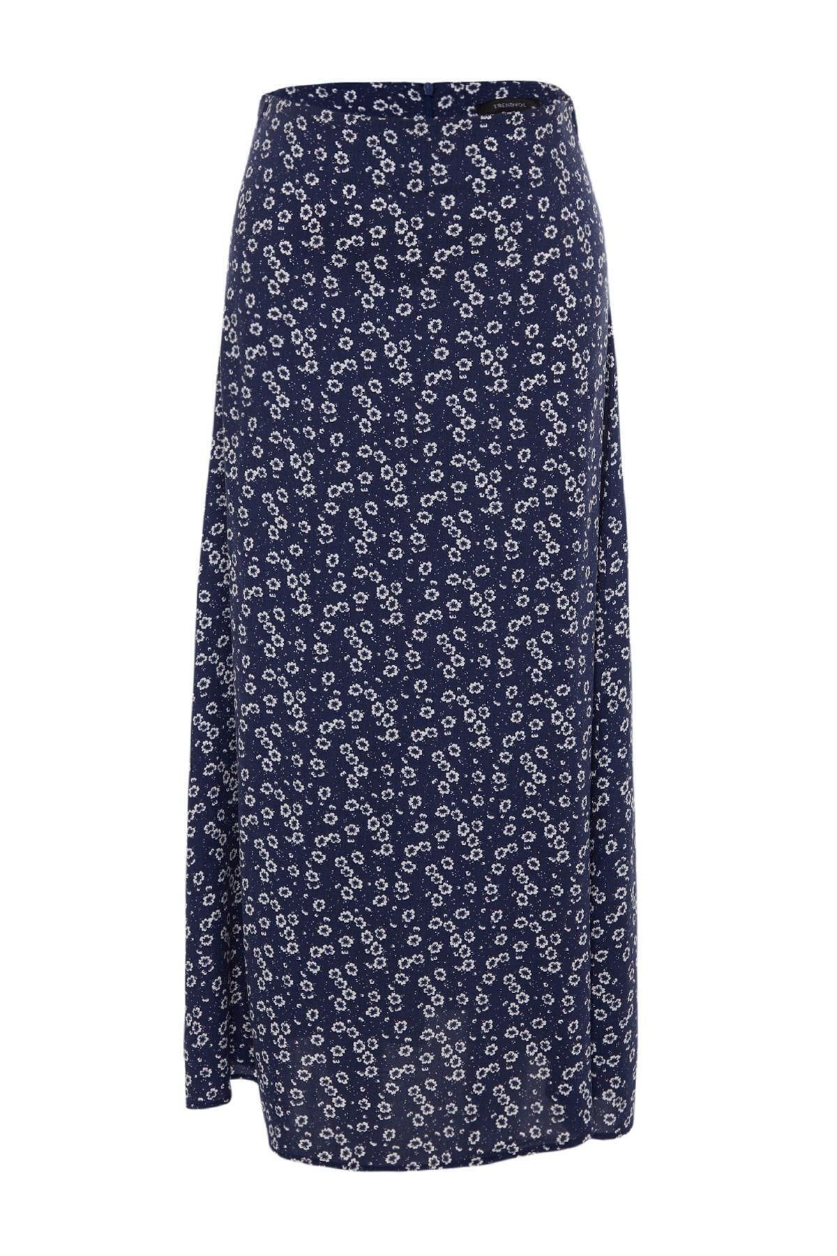 Moda Regular Retro Desen Günlük Midi Boy Viskon Kumaşlı Midi Boy Dokuma Etek - Görsel 3