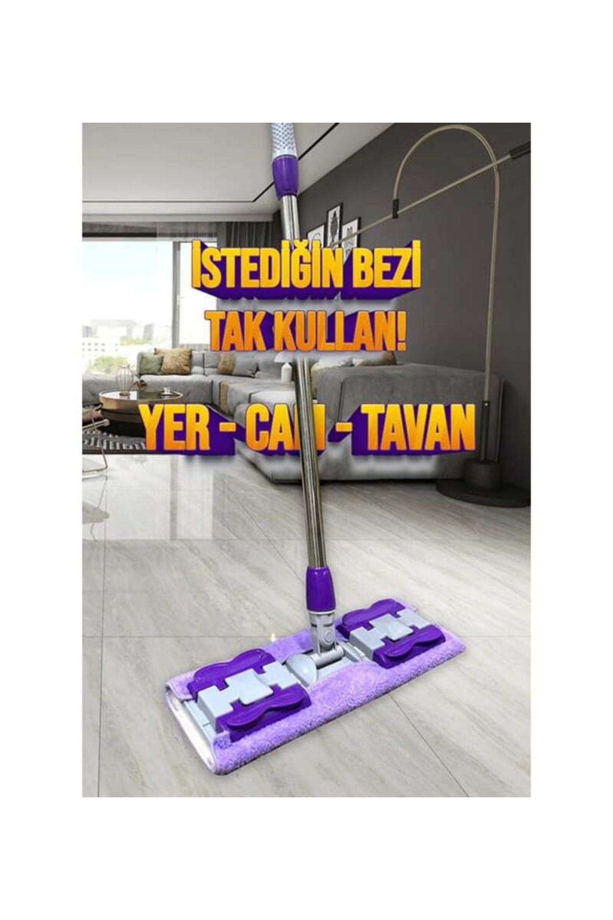 btm home Mikrofiber Mandallı Mop Seti - Teleskopik Saplı, Yedek