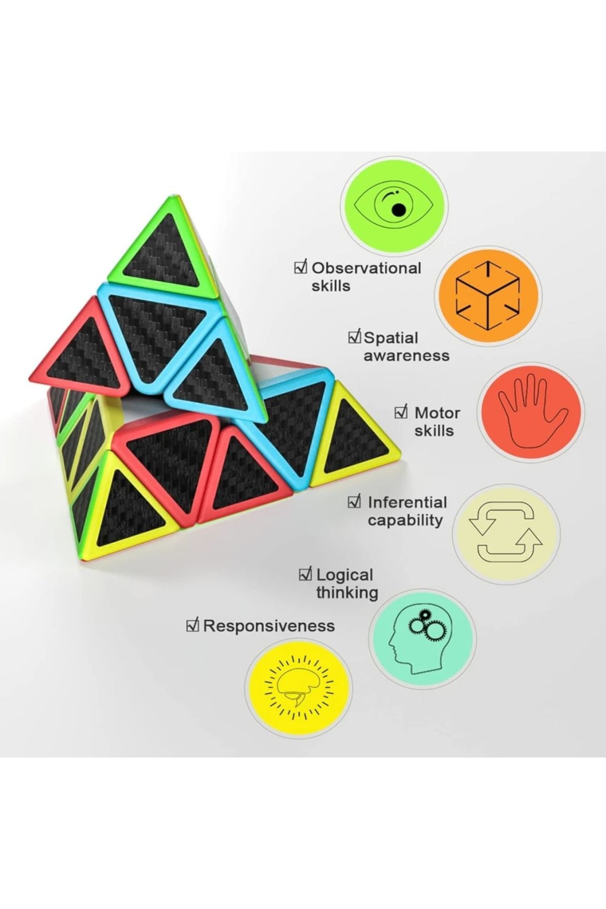 TOYFEST-Qy Fiber Carbon Pyramid Pyraminx Cube Fast Rubic Intelligence Patience Cube 6
