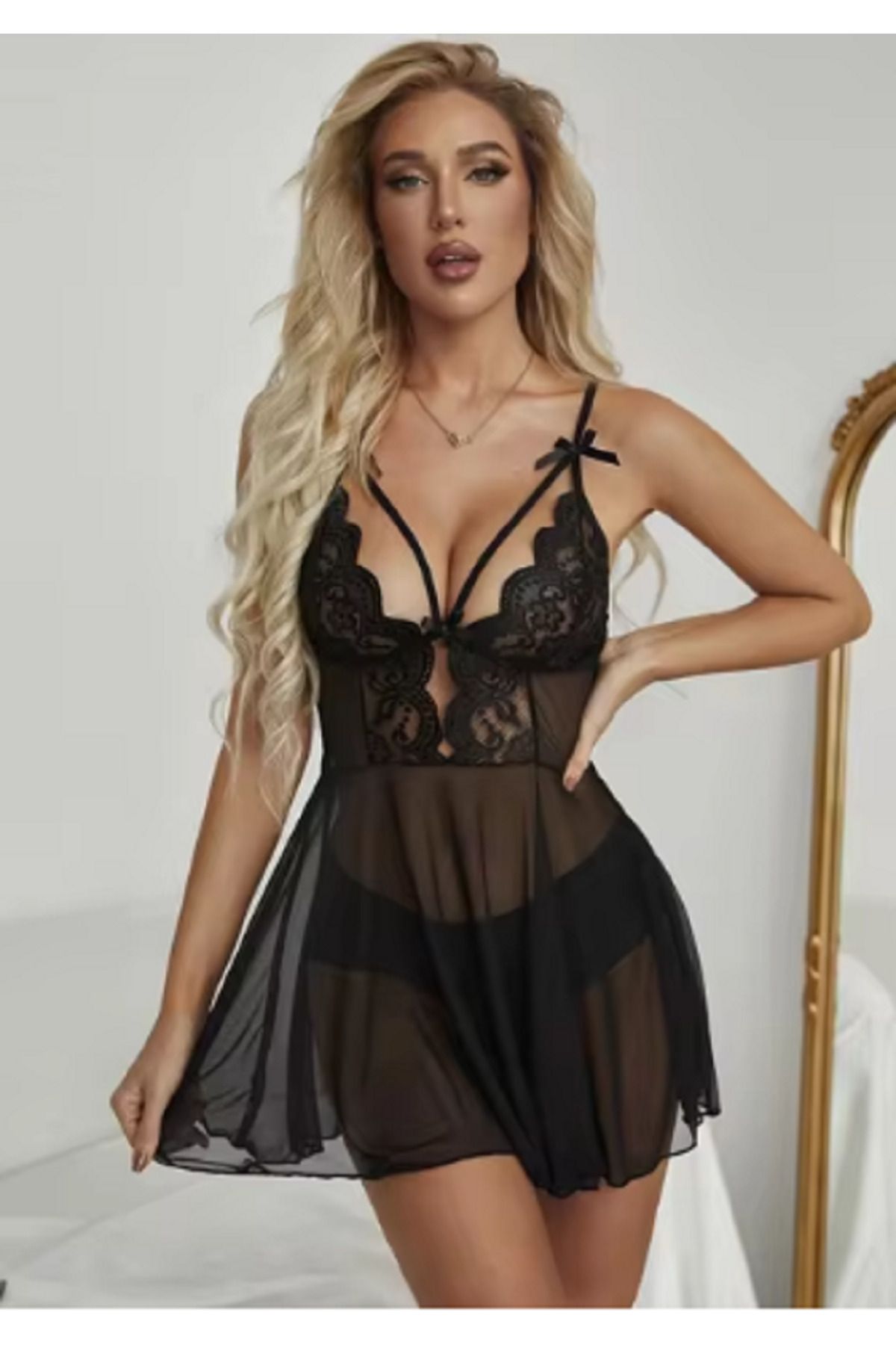 SİELONA KADIN SİYAH ÇAN ETEK TÜL GECELİK TAKIMI