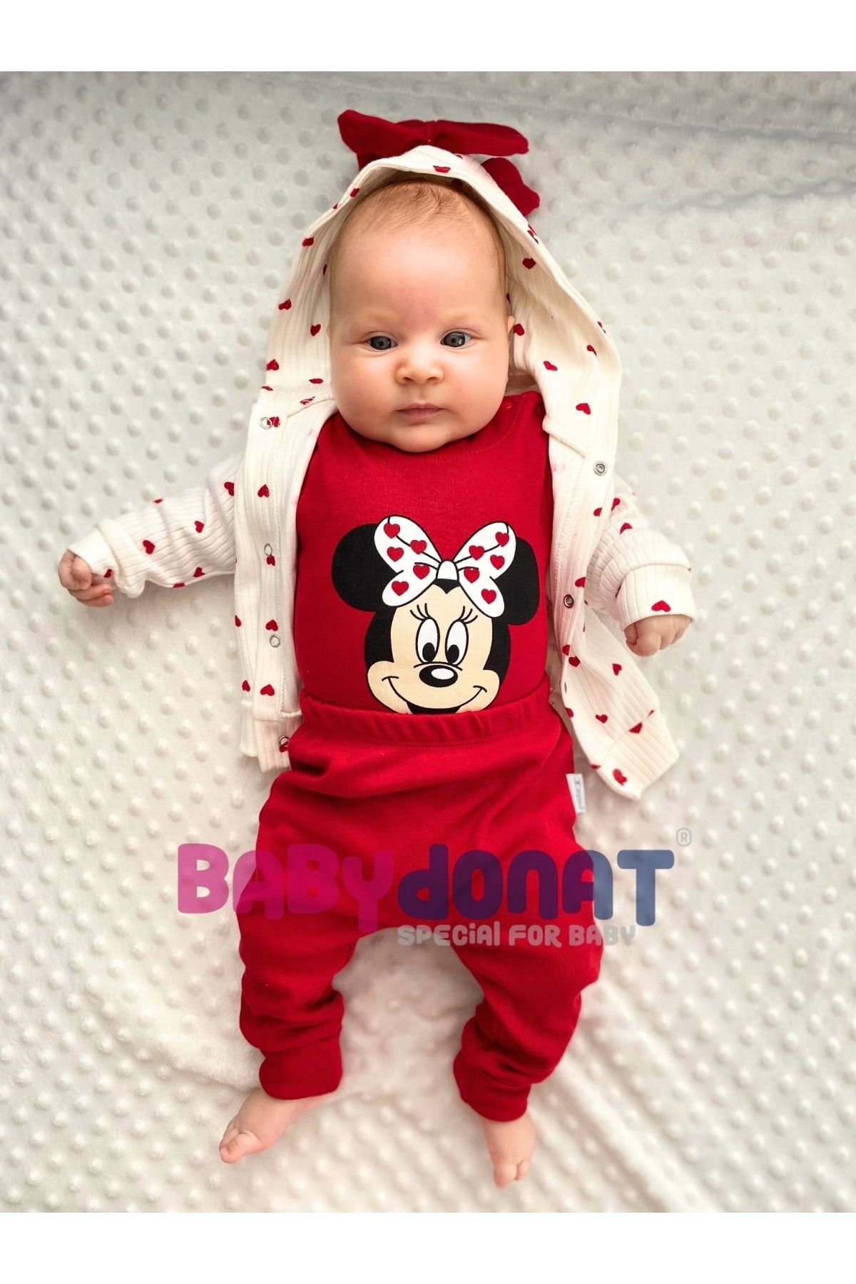 Babydonat Mickey Desenli Hırkalı 3'lü Kız Takım