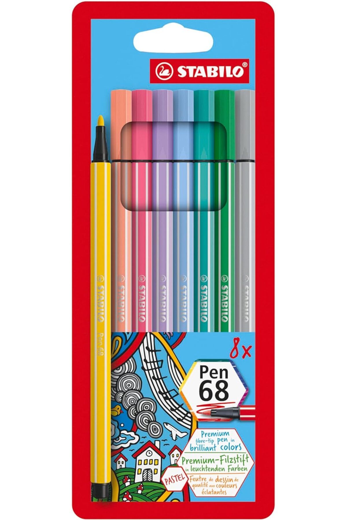 STOREMAX nhlshp Pen 68 - Keçe Uçlu Boya Kalemi - 8'li Paket - Pastel Renkler gextrnh 1051353