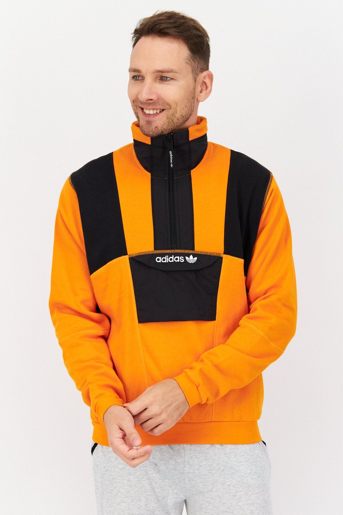 adidas-Men Sportswear Fit Embroidered Training Jacket, Orange 1