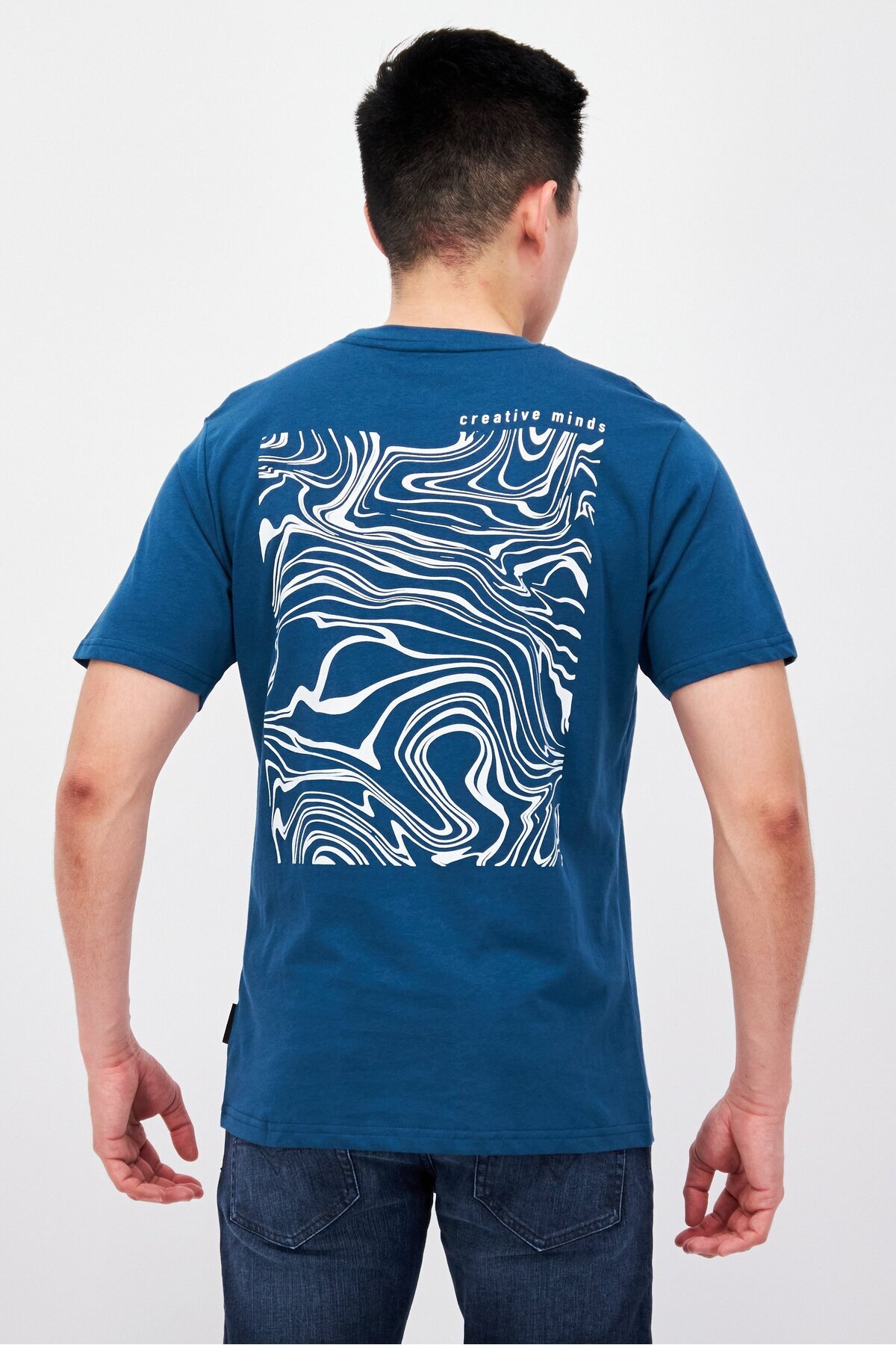 Threadbare-Men Crew Neck Short Sleeve Graphic Print T-Shirt, Teal Blue 2